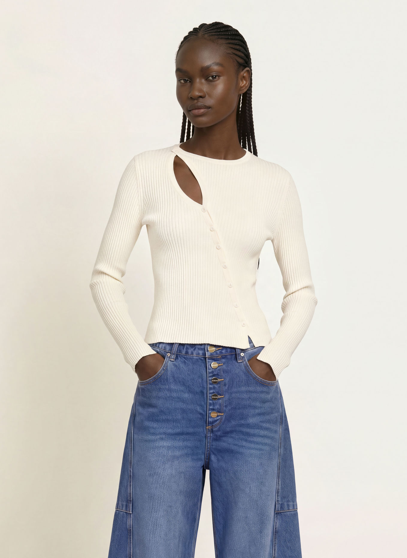 ALLSAINTS Gilet CRUZ: ÉCRU