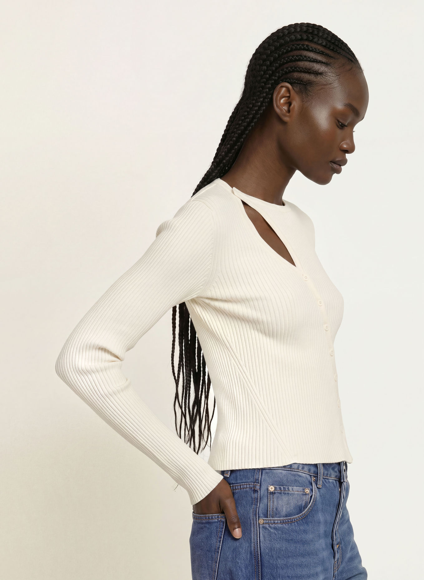 ALLSAINTS Gilet CRUZ: ÉCRU