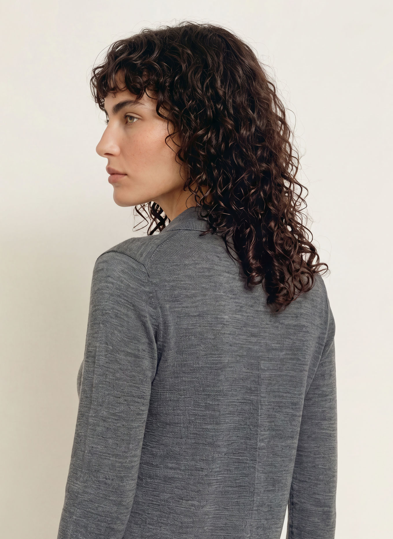 ALLSAINTS Gebreid poloshirt MARTEL van merinowol: DONKERGRIJS