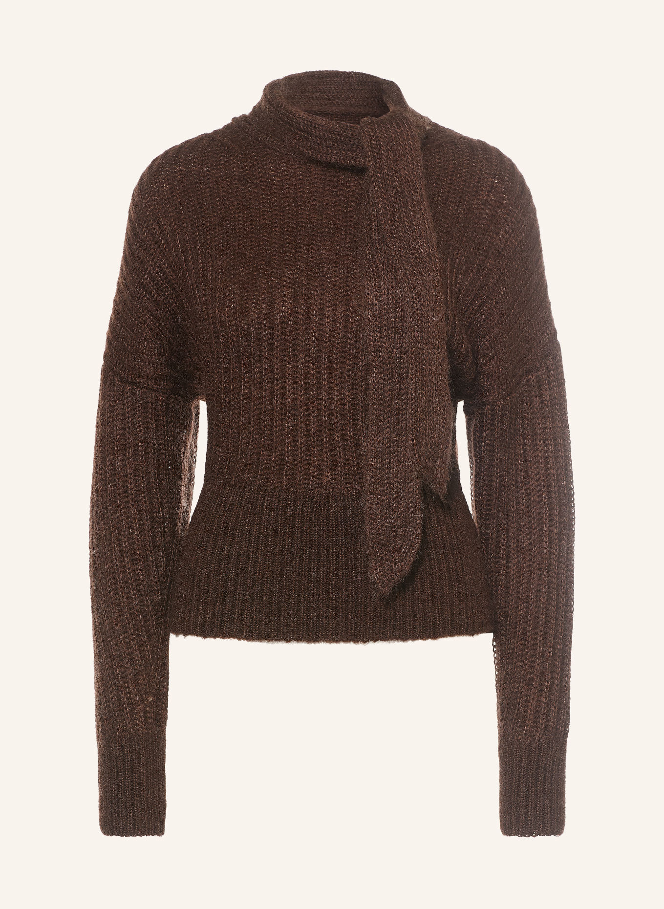 ALLSAINTS Pullover ETTY mit Mohair und Schluppe: DUNKELBRAUN