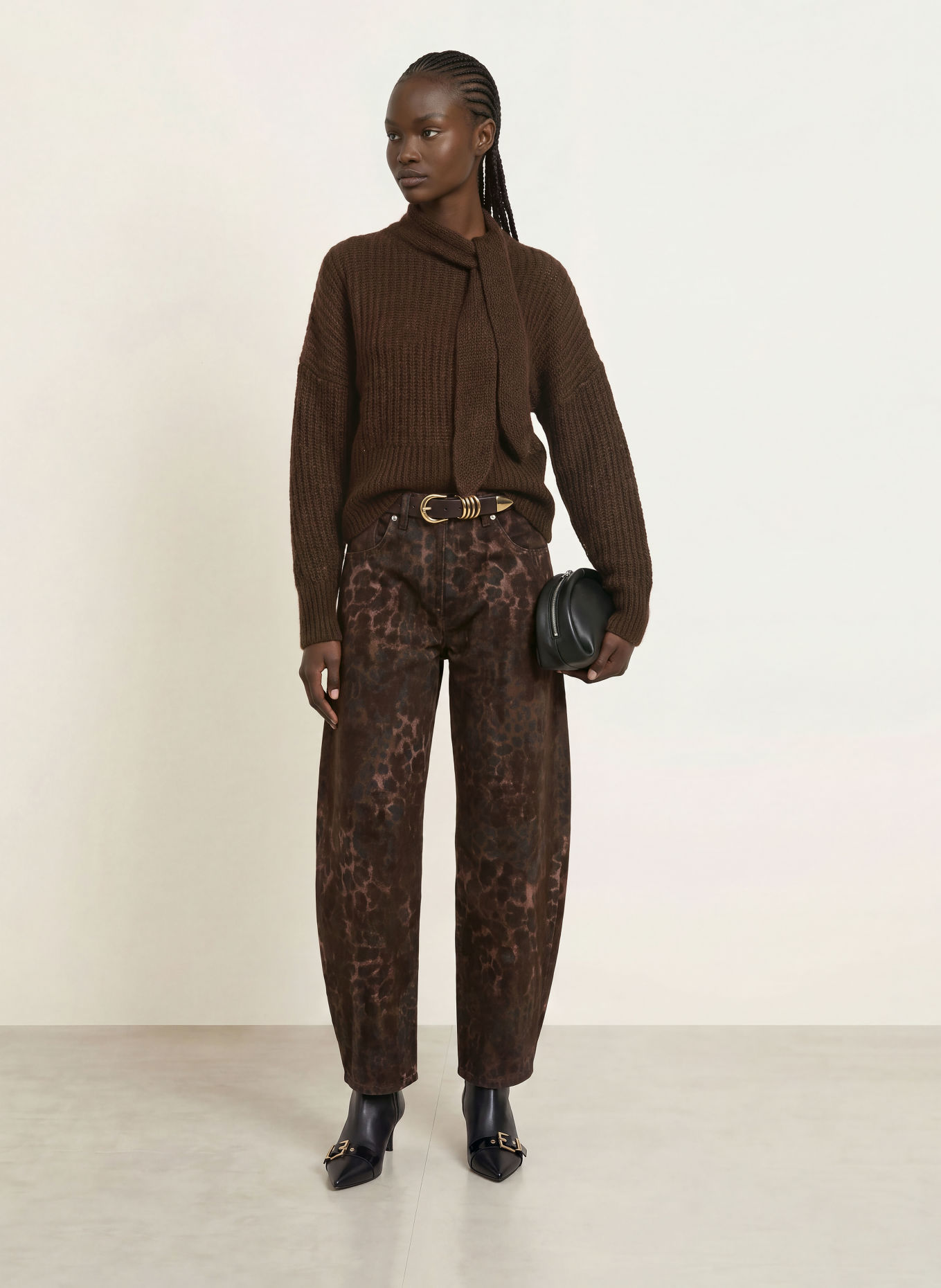 ALLSAINTS Pullover ETTY mit Mohair und Schluppe: DUNKELBRAUN