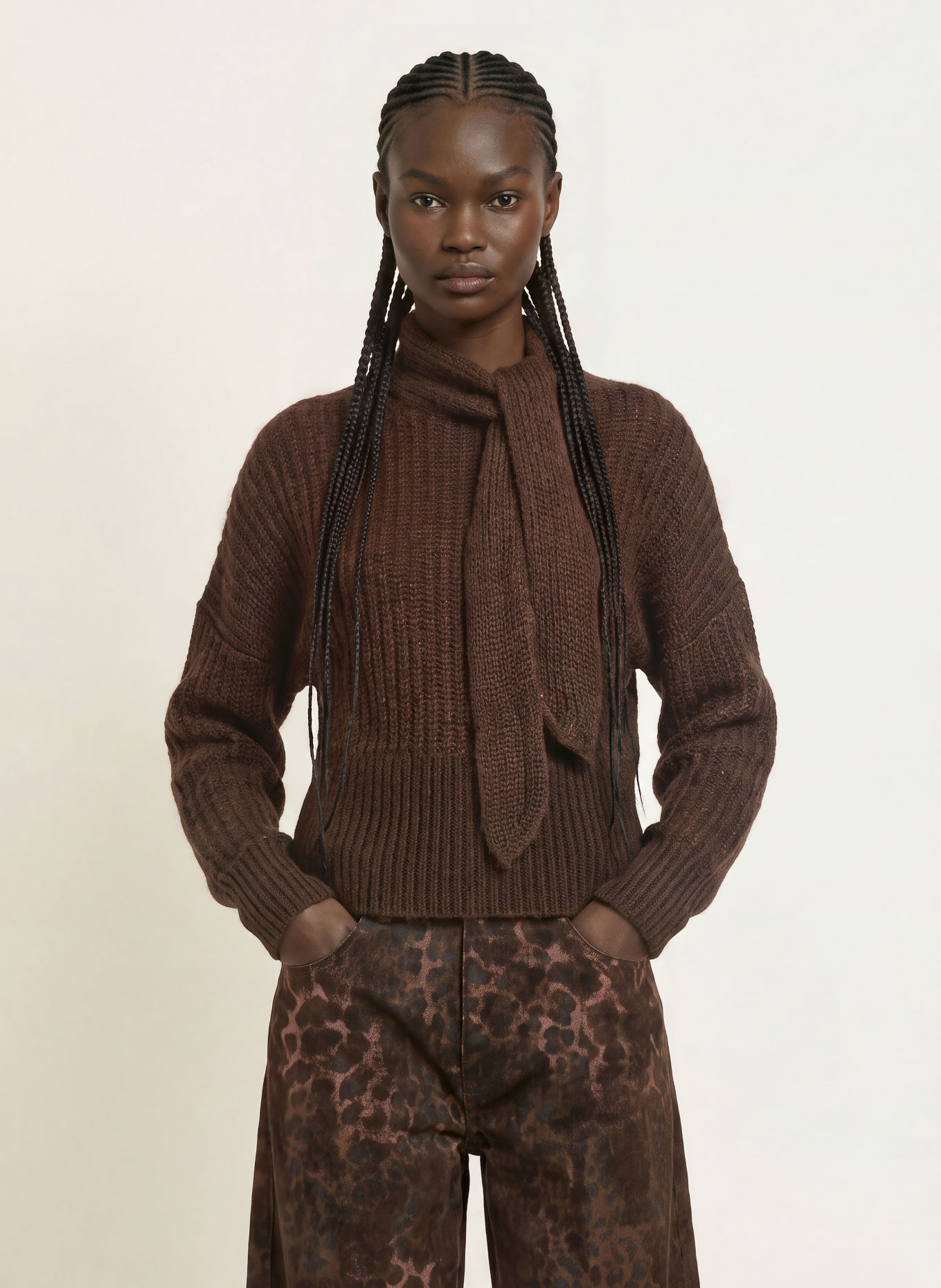 ALLSAINTS Pullover ETTY mit Mohair und Schluppe: DUNKELBRAUN