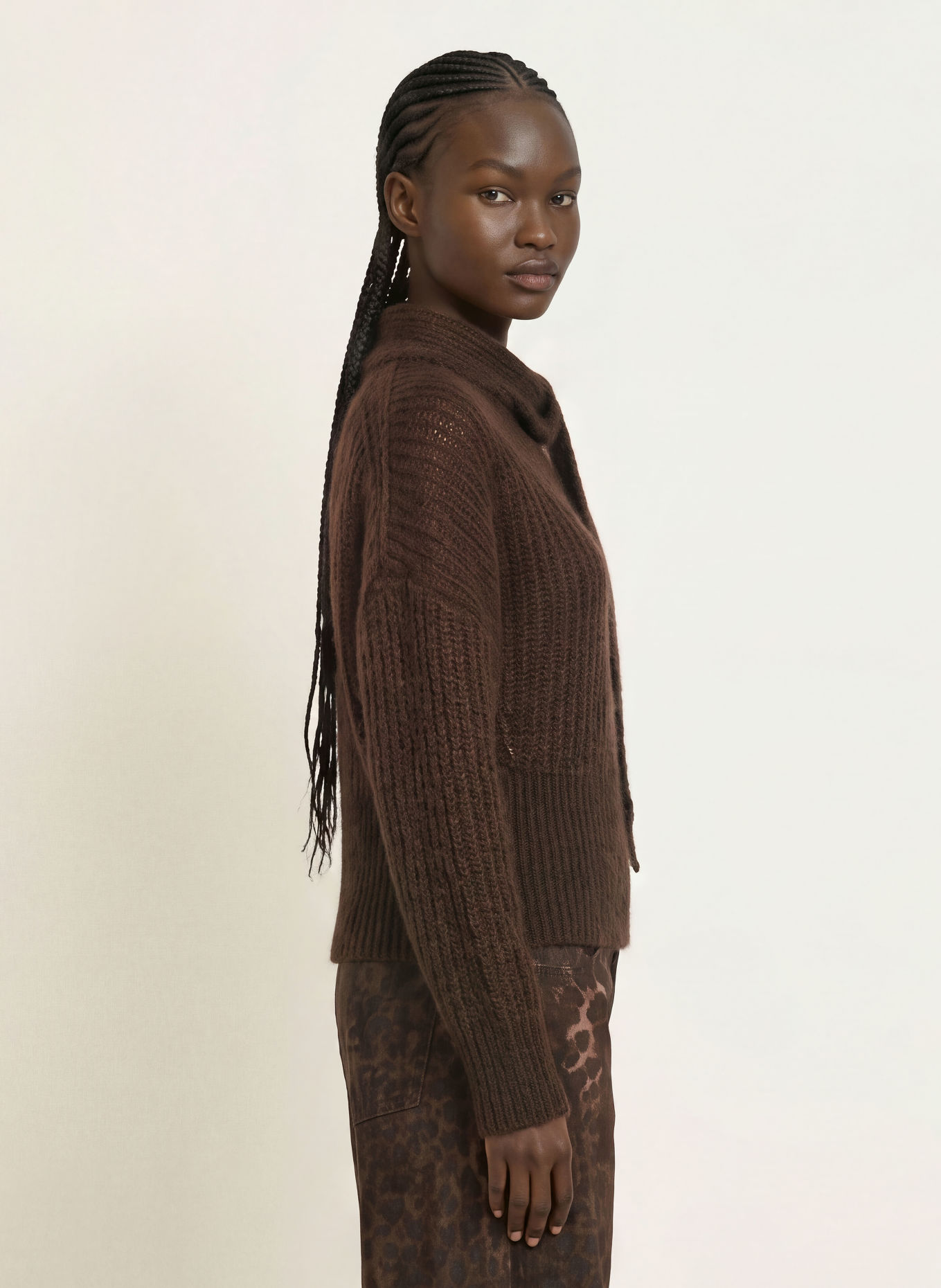 ALLSAINTS Pullover ETTY mit Mohair und Schluppe: DUNKELBRAUN
