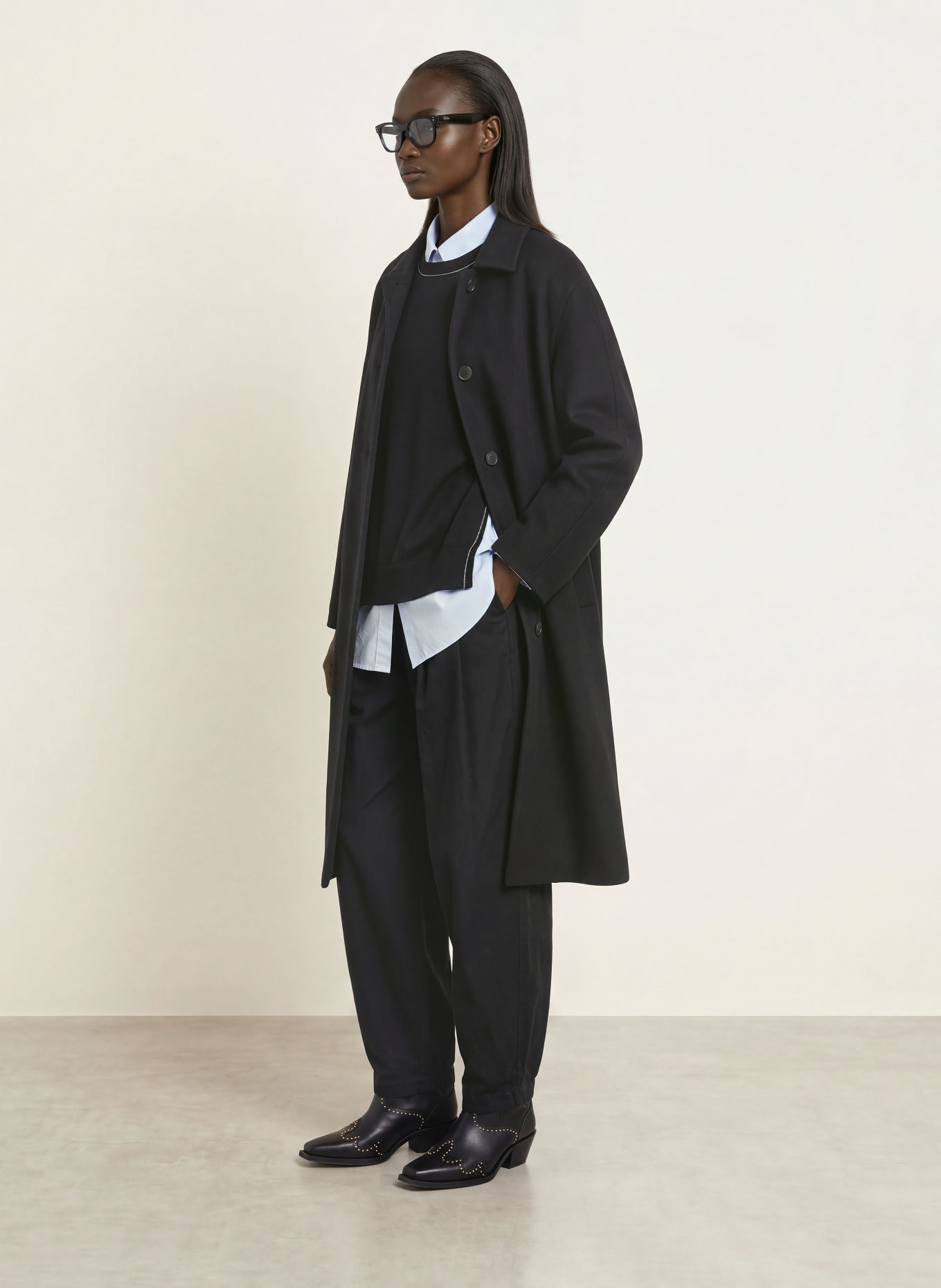 ALLSAINTS Oversized-Wollmantel EFFIE: SCHWARZ