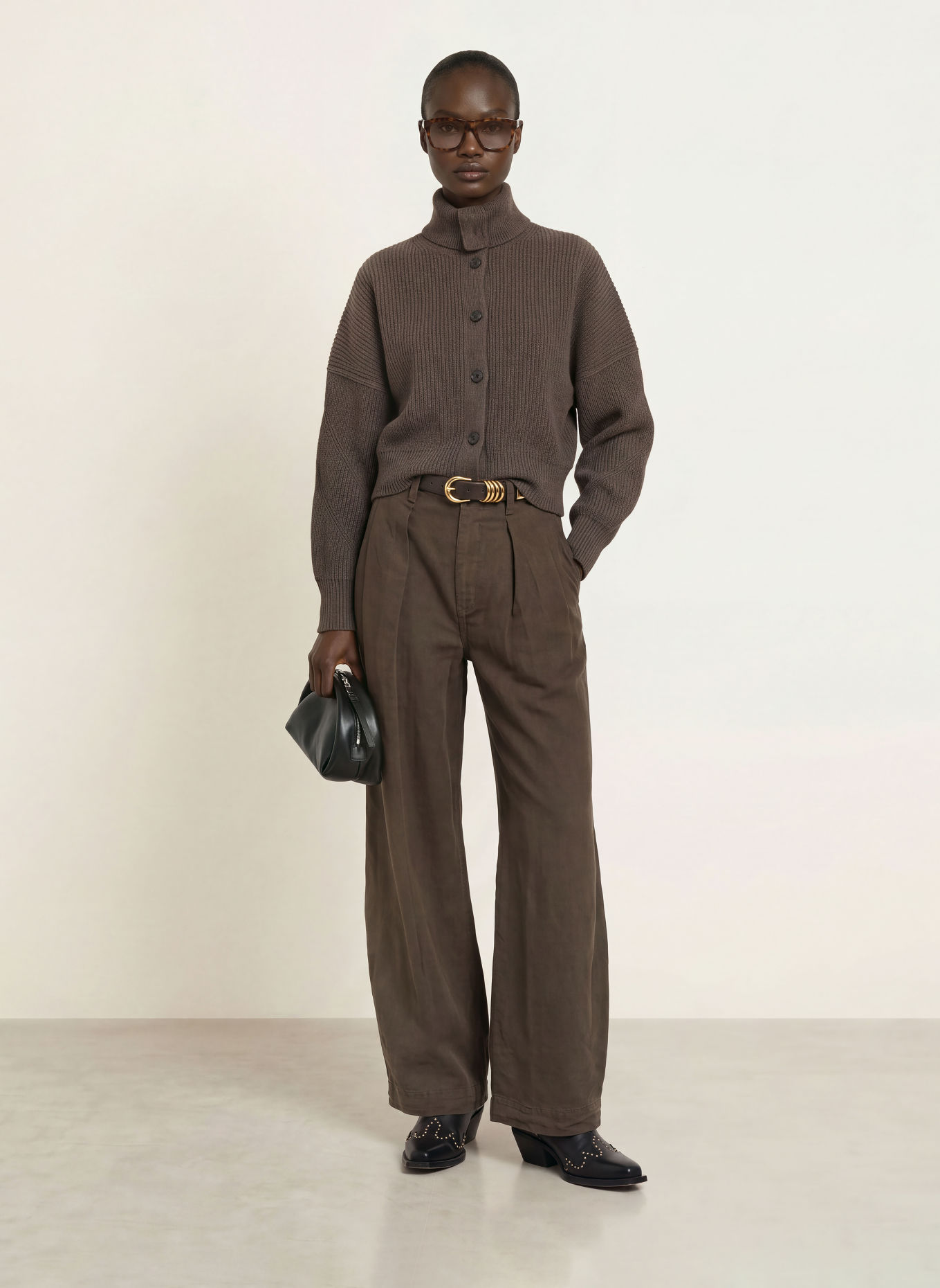 ALLSAINTS Gilet CARON en laine mérinos: MARRON
