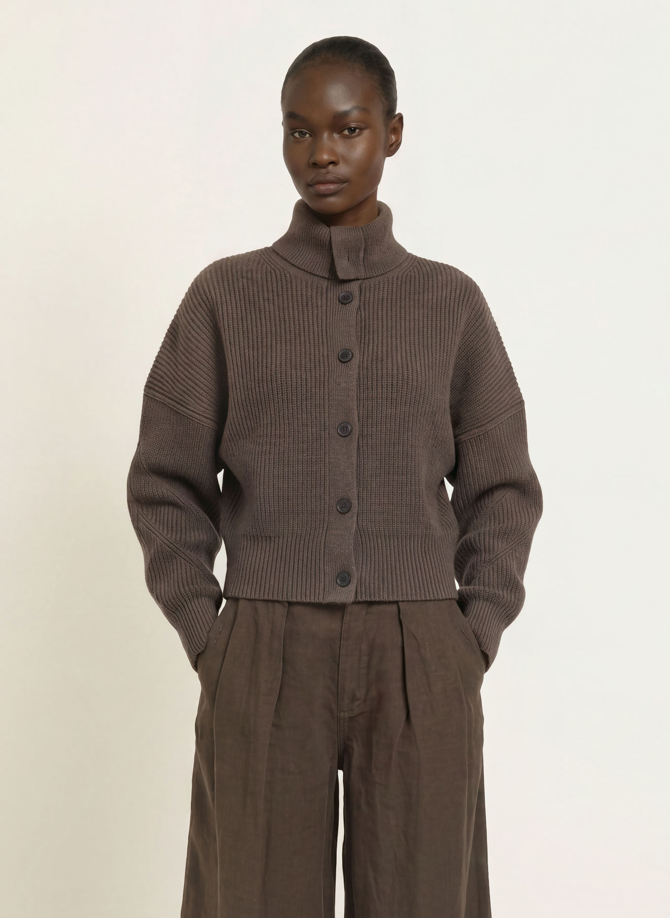 ALLSAINTS Gilet CARON en laine mérinos: MARRON