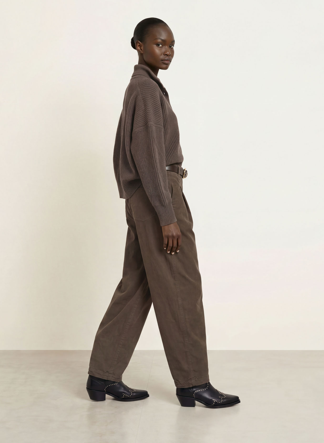 ALLSAINTS Gilet CARON en laine mérinos: MARRON