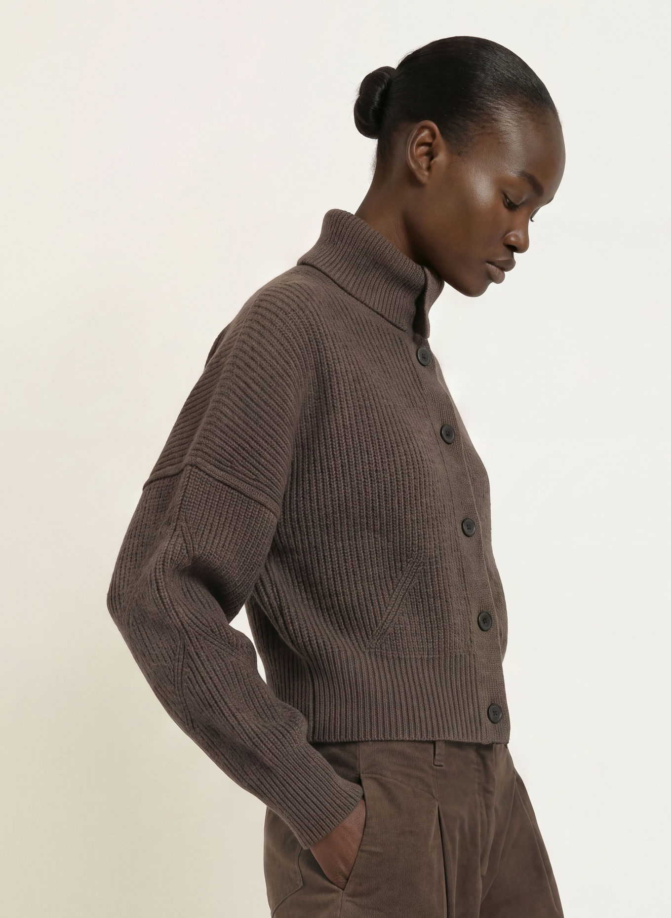 ALLSAINTS Gilet CARON en laine mérinos: MARRON