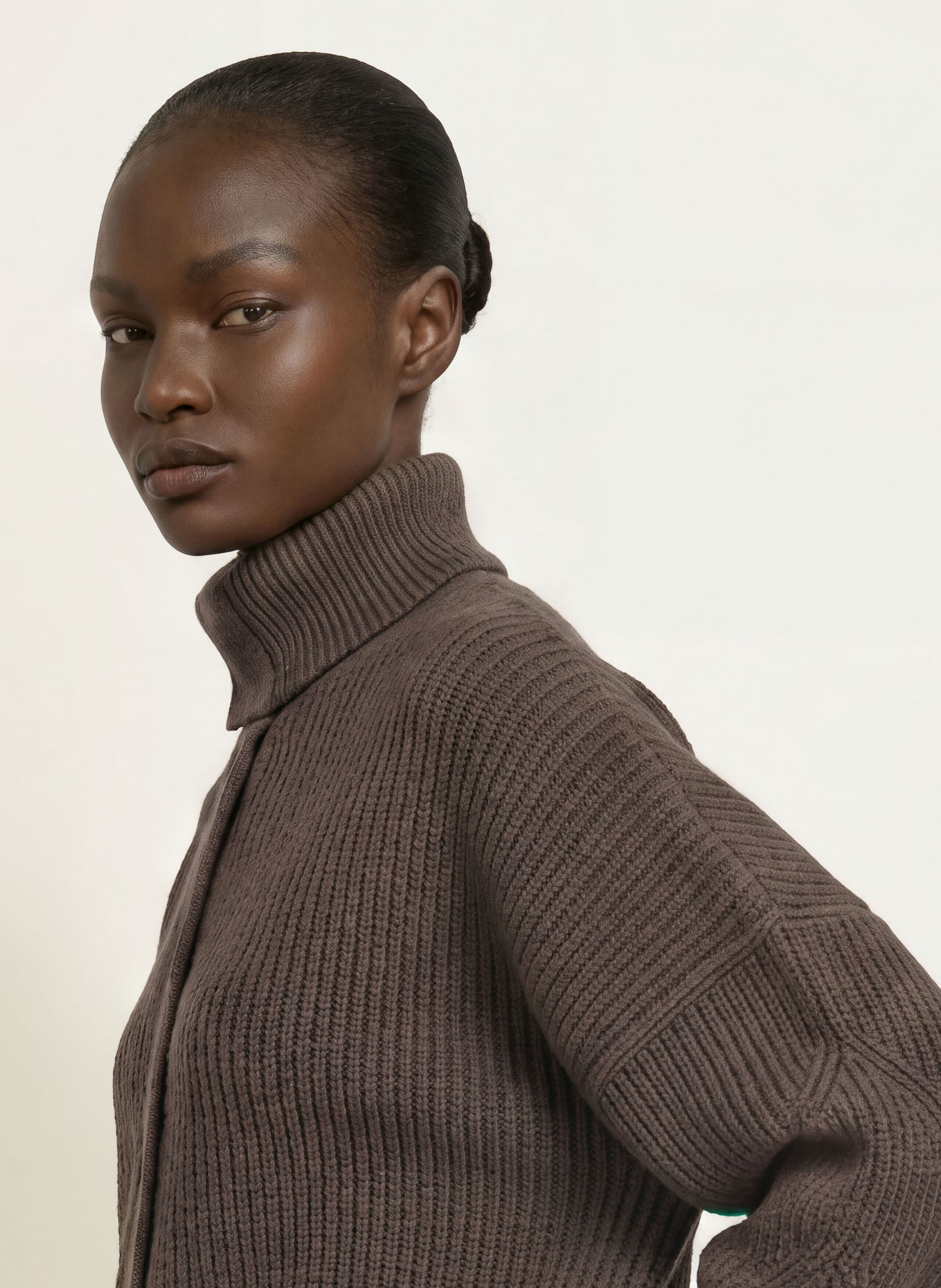ALLSAINTS Gilet CARON en laine mérinos: MARRON