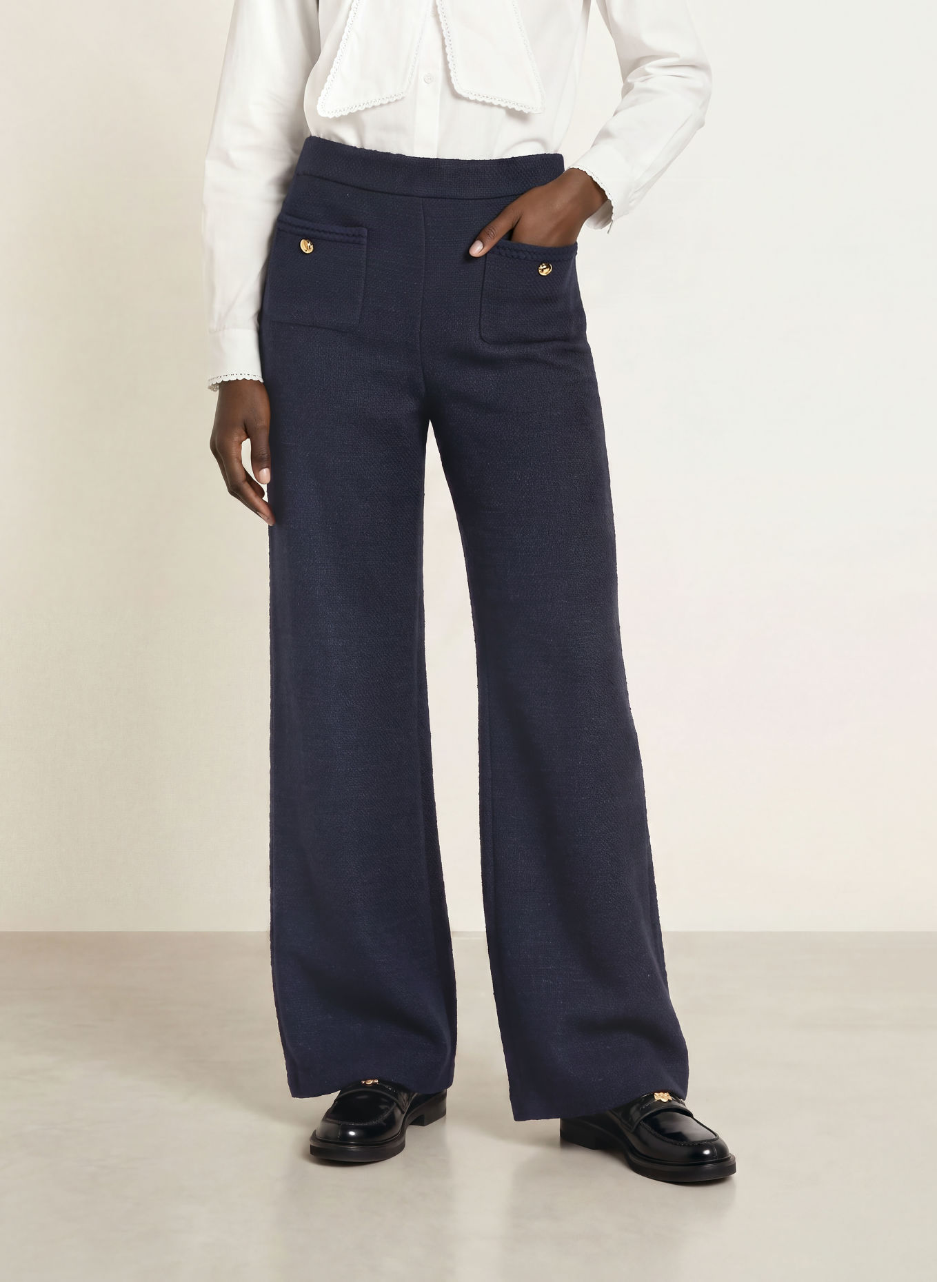 maje Tweed-Hose: DUNKELBLAU