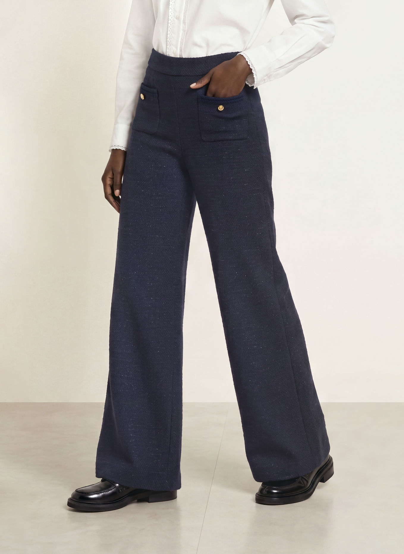 maje Tweed-Hose: DUNKELBLAU