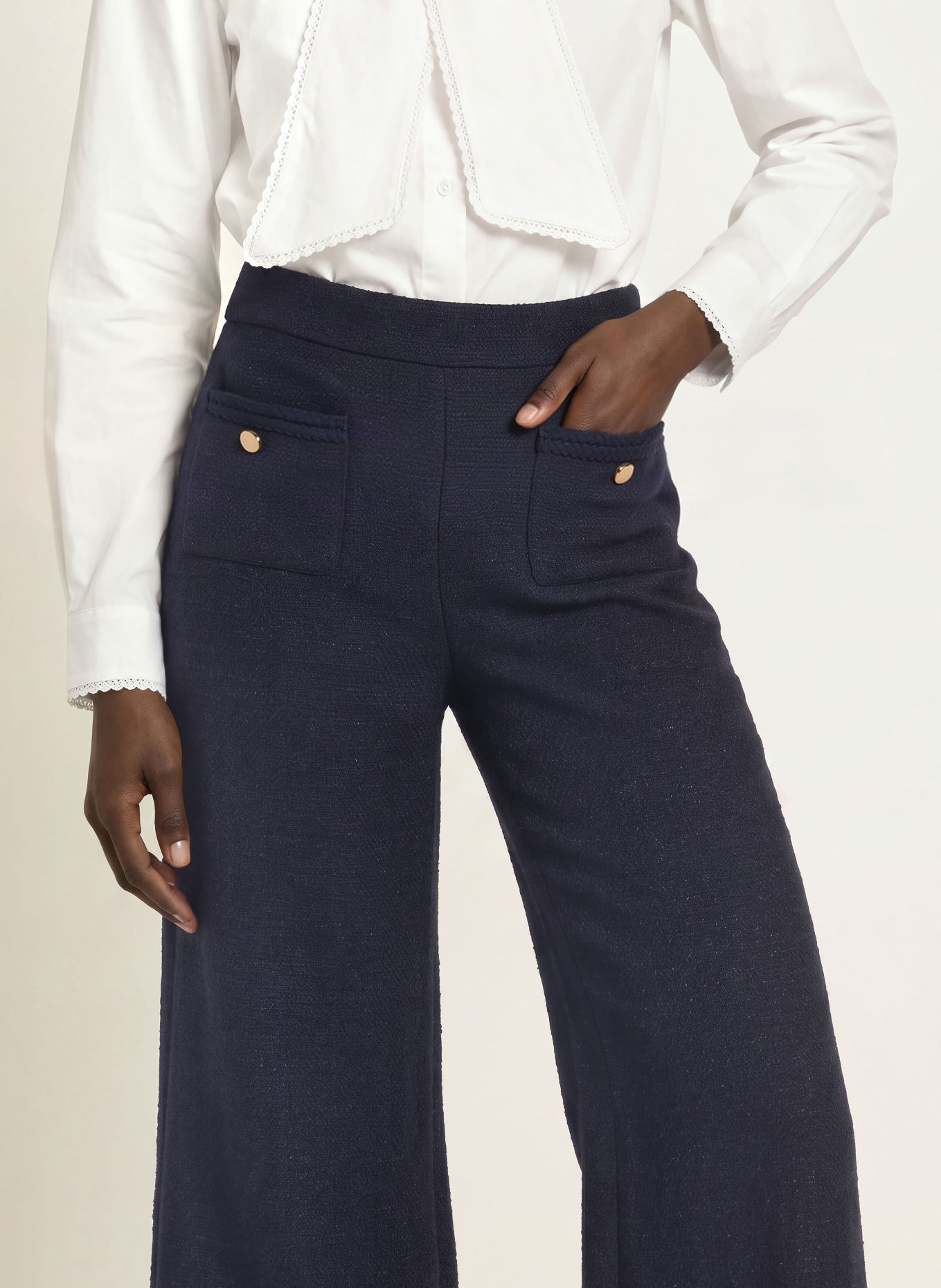 maje Tweed-Hose: DUNKELBLAU