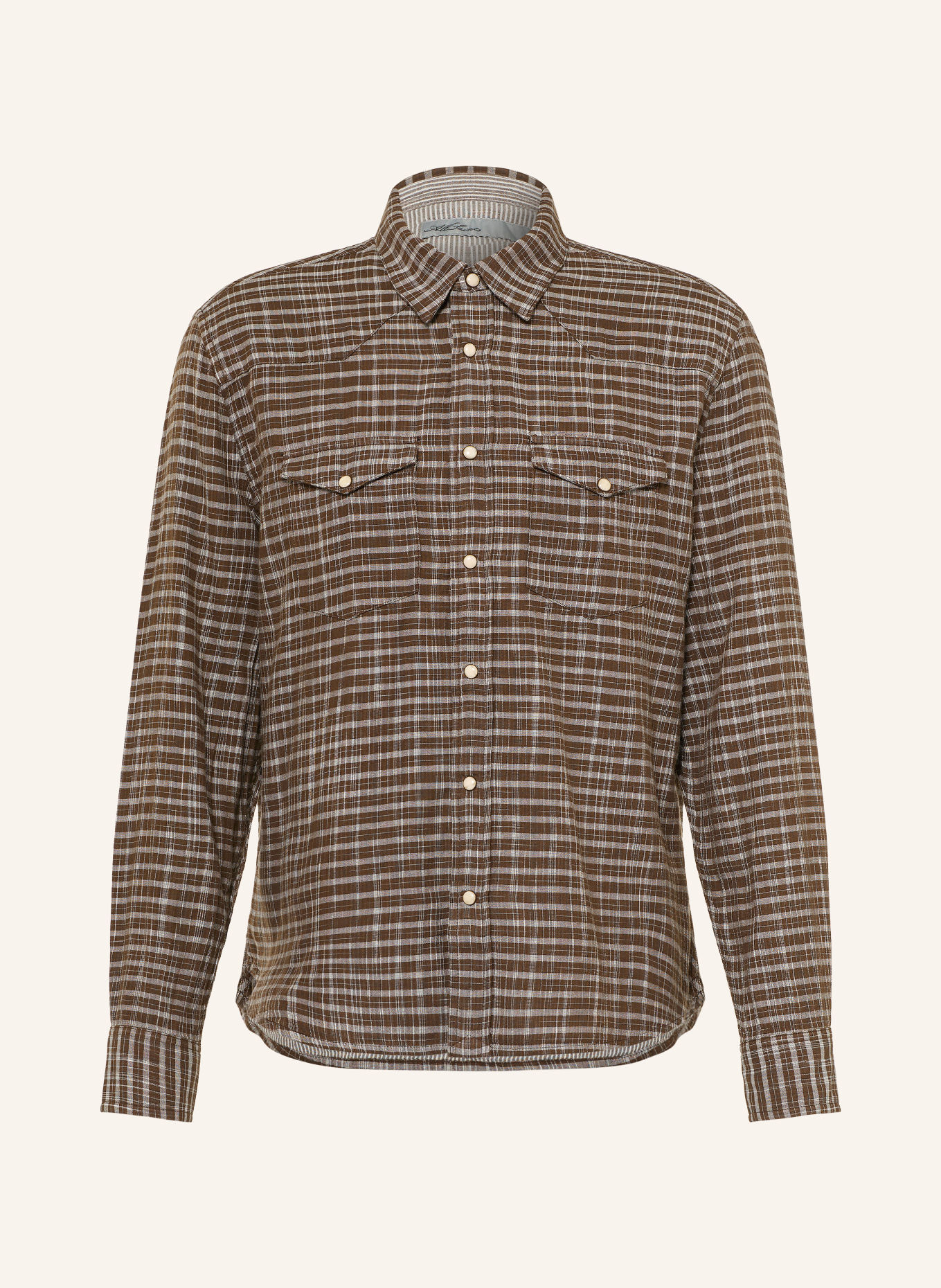 ALLSAINTS Hemd COURT Comfort Fit: BRAUN / WEISS