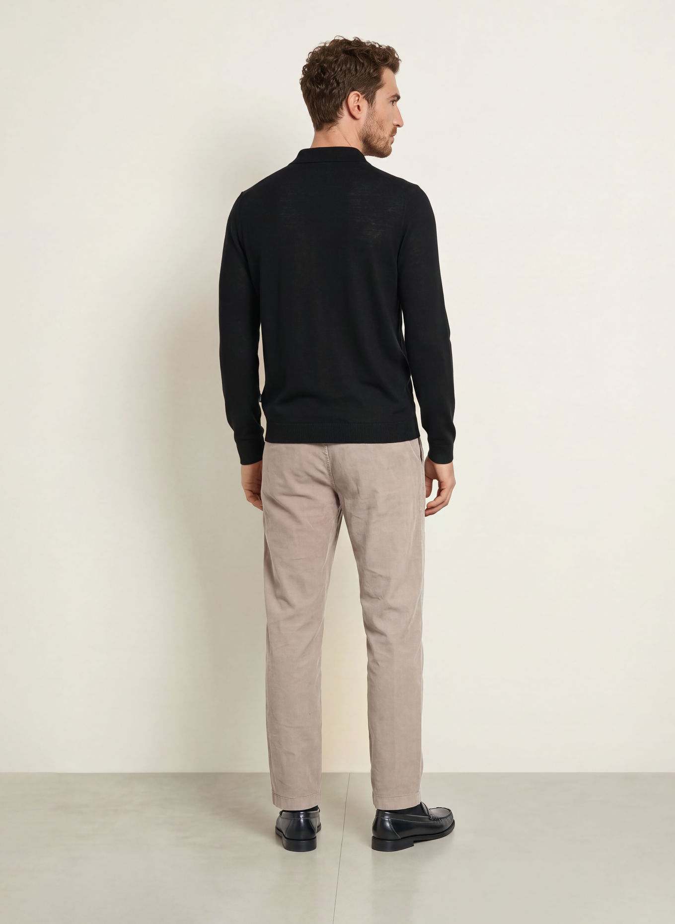 MAERZ MUENCHEN Knit polo shirt: BLACK
