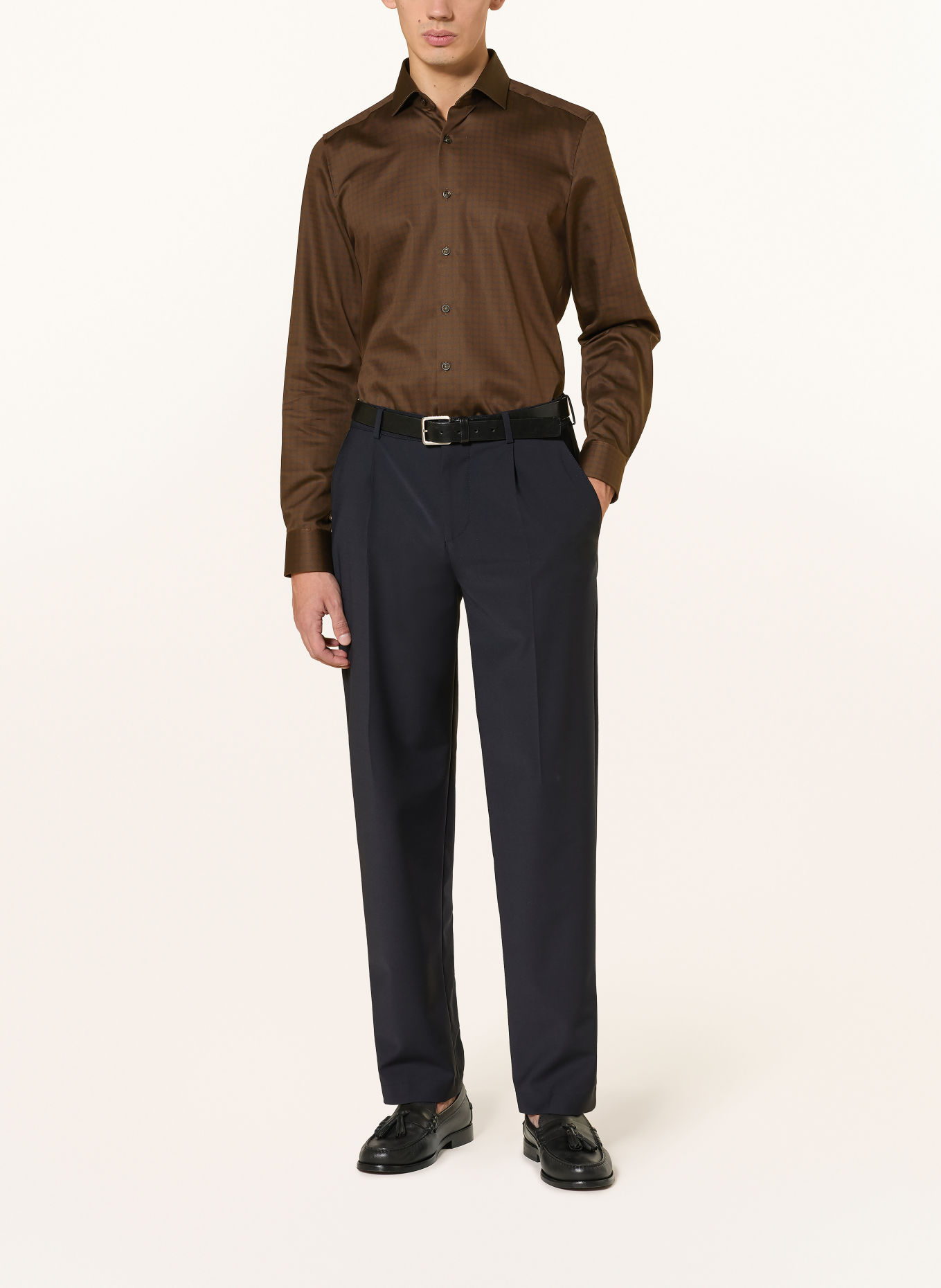 OLYMP Hemd Level Five body fit: DUNKELBRAUN / BRAUN