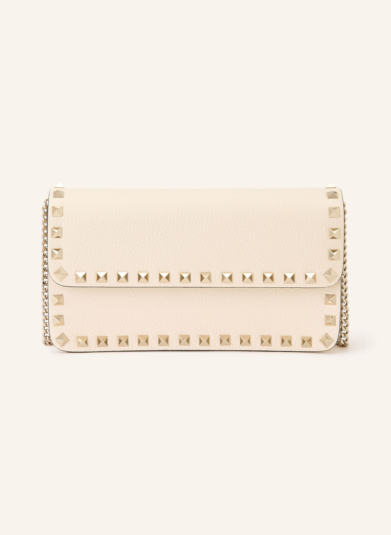 VALENTINO GARAVANI Portefeuille ROCKSTUD à bandoulière: CRÈME