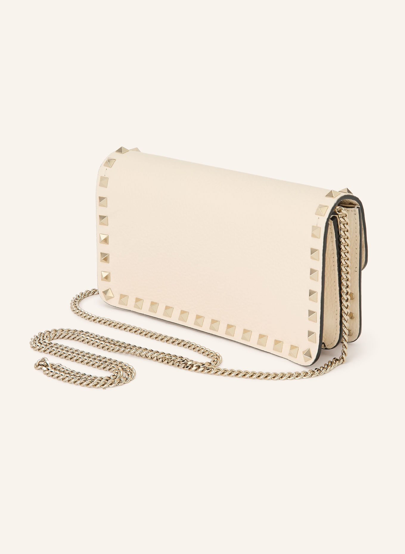 VALENTINO GARAVANI Portefeuille ROCKSTUD à bandoulière: CRÈME