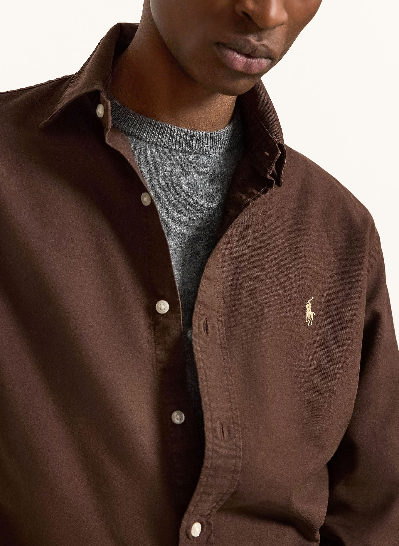 POLO RALPH LAUREN Oxfordhemd Custom Fit: DUNKELBRAUN