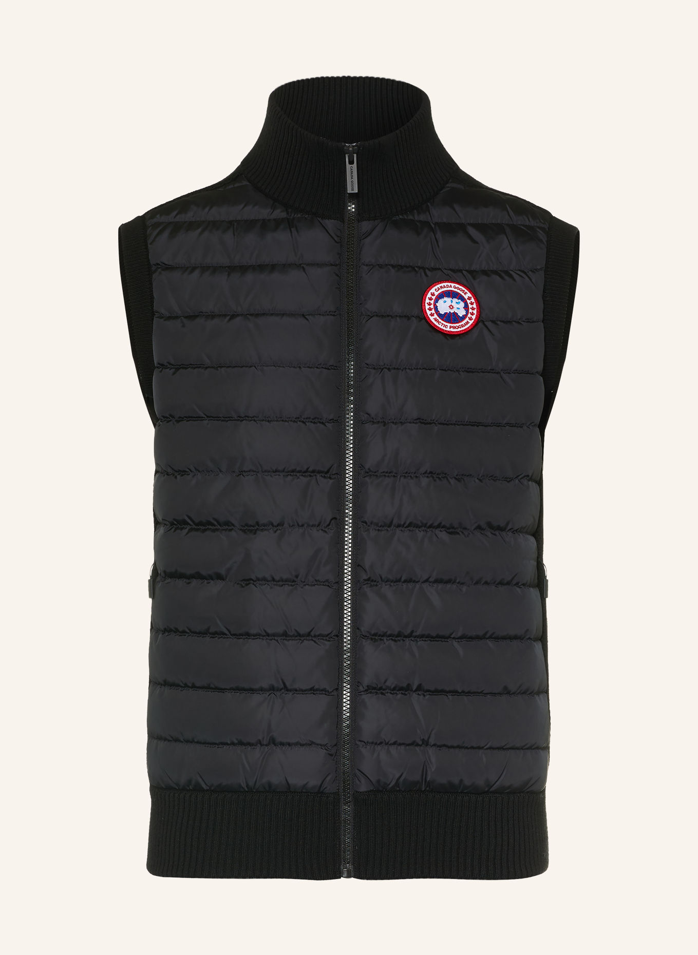 CANADA GOOSE Down vest HYBRIDGE in mixed materials: BLACK