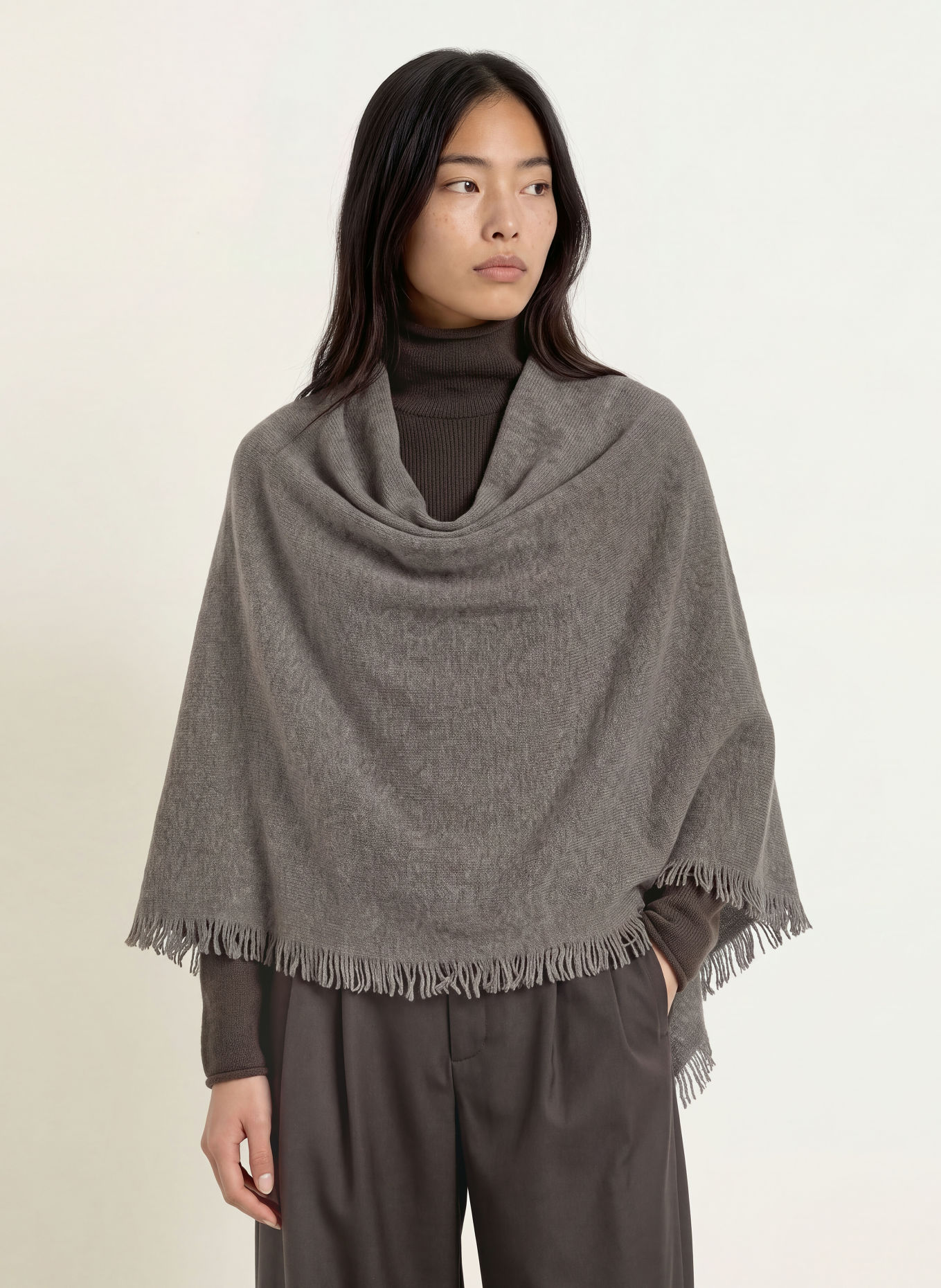 REPEAT Cashmere poncho: GRAY