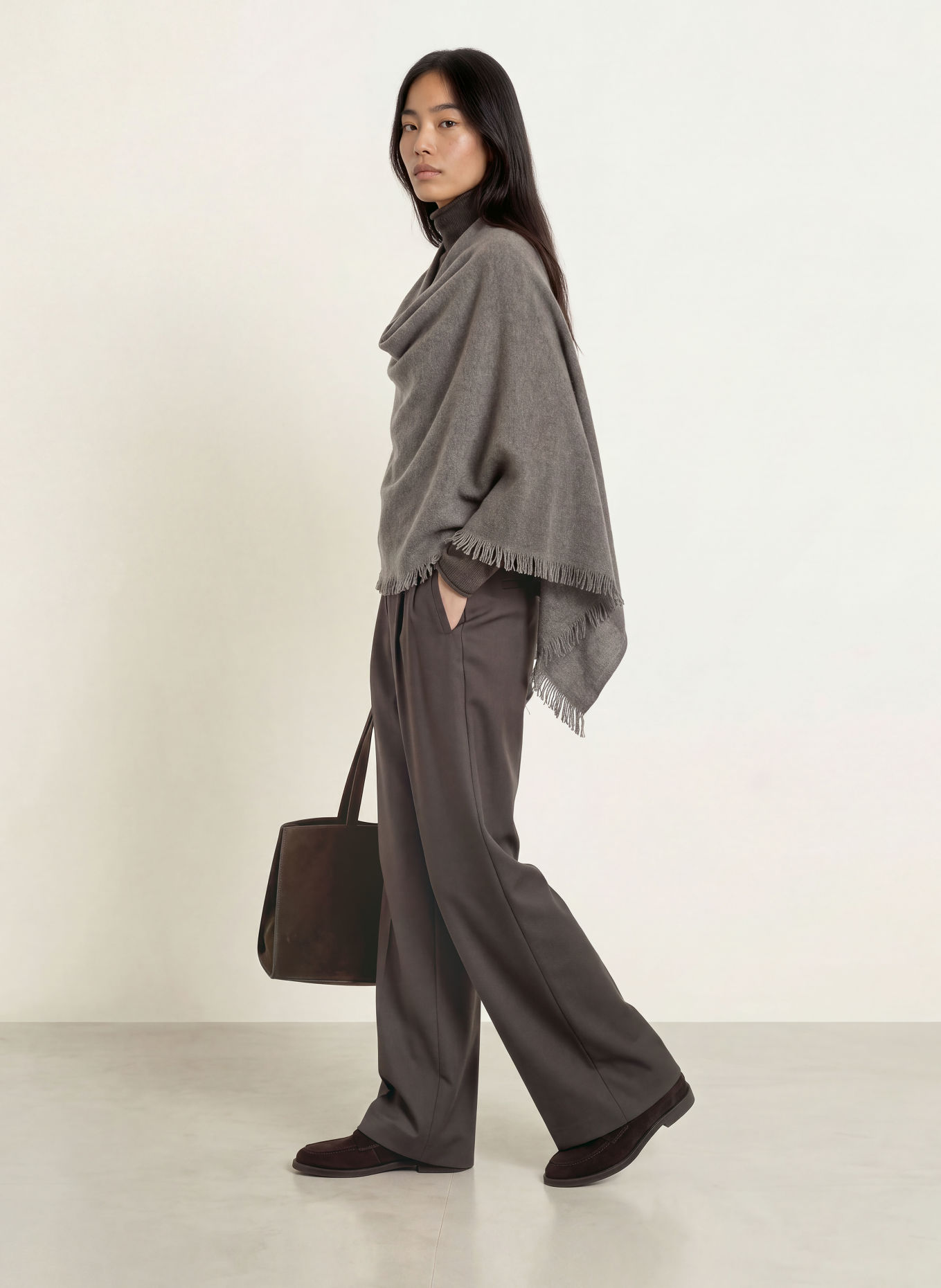 REPEAT Cashmere poncho: GRAY