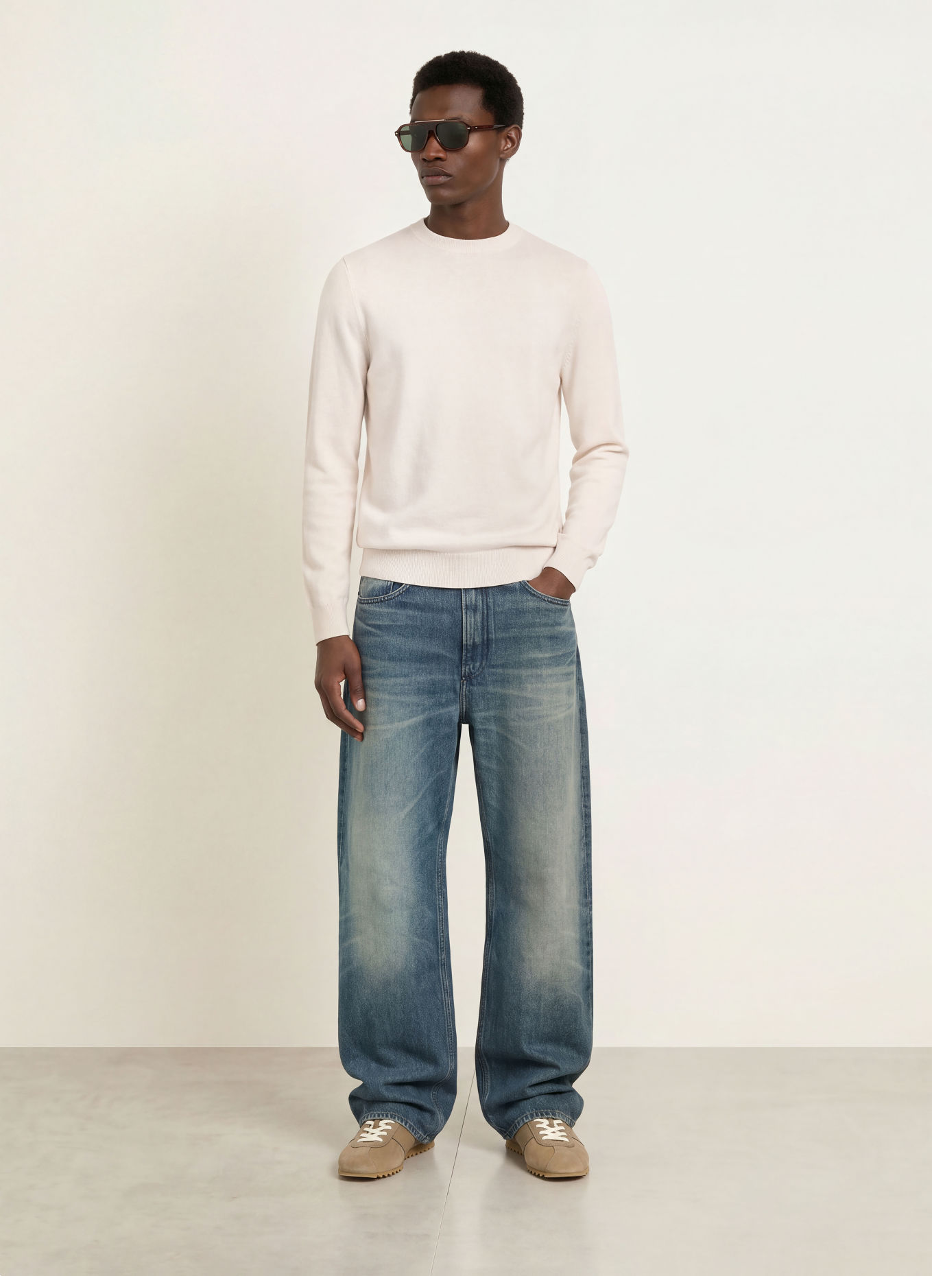 SANDRO Cashmere-Pullover: ECRU