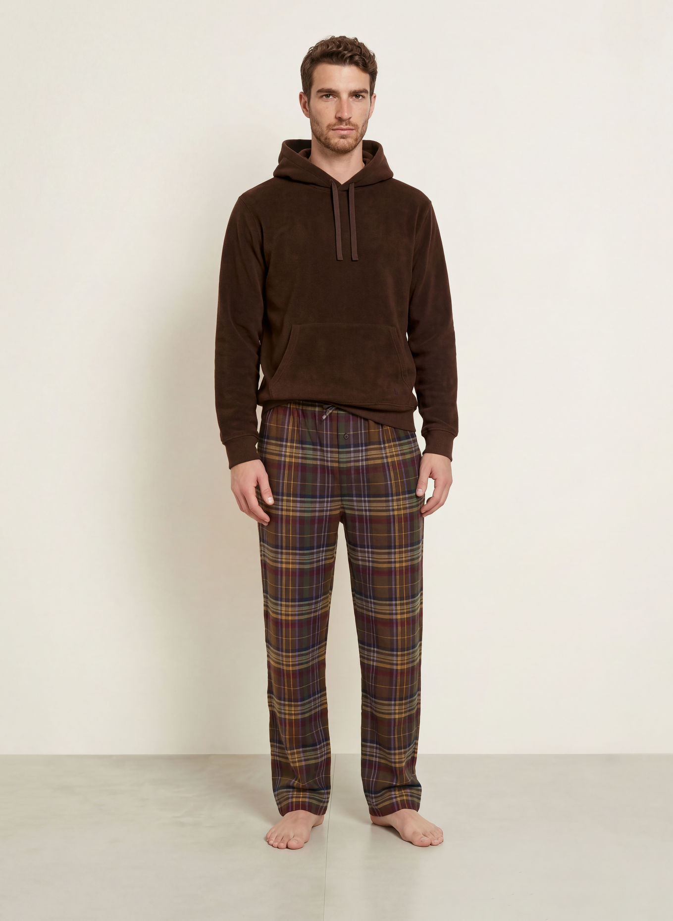 POLO RALPH LAUREN Lounge-Hose aus Flanell: BRAUN / HELLBRAUN / LILA