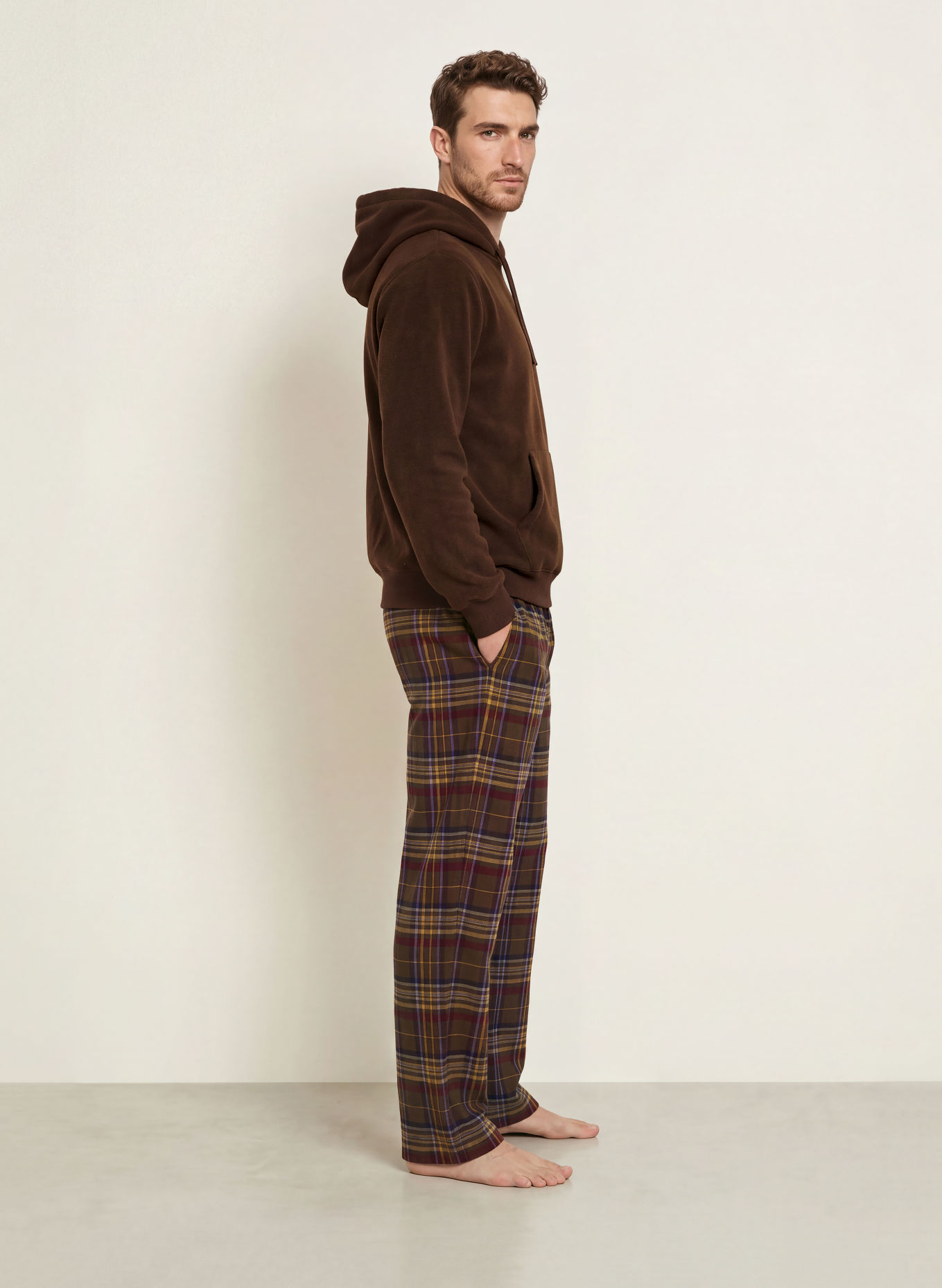 POLO RALPH LAUREN Lounge-Hose aus Flanell: BRAUN / HELLBRAUN / LILA