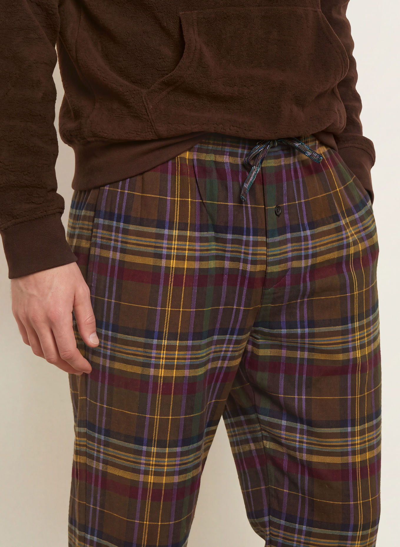 POLO RALPH LAUREN Lounge-Hose aus Flanell: BRAUN / HELLBRAUN / LILA