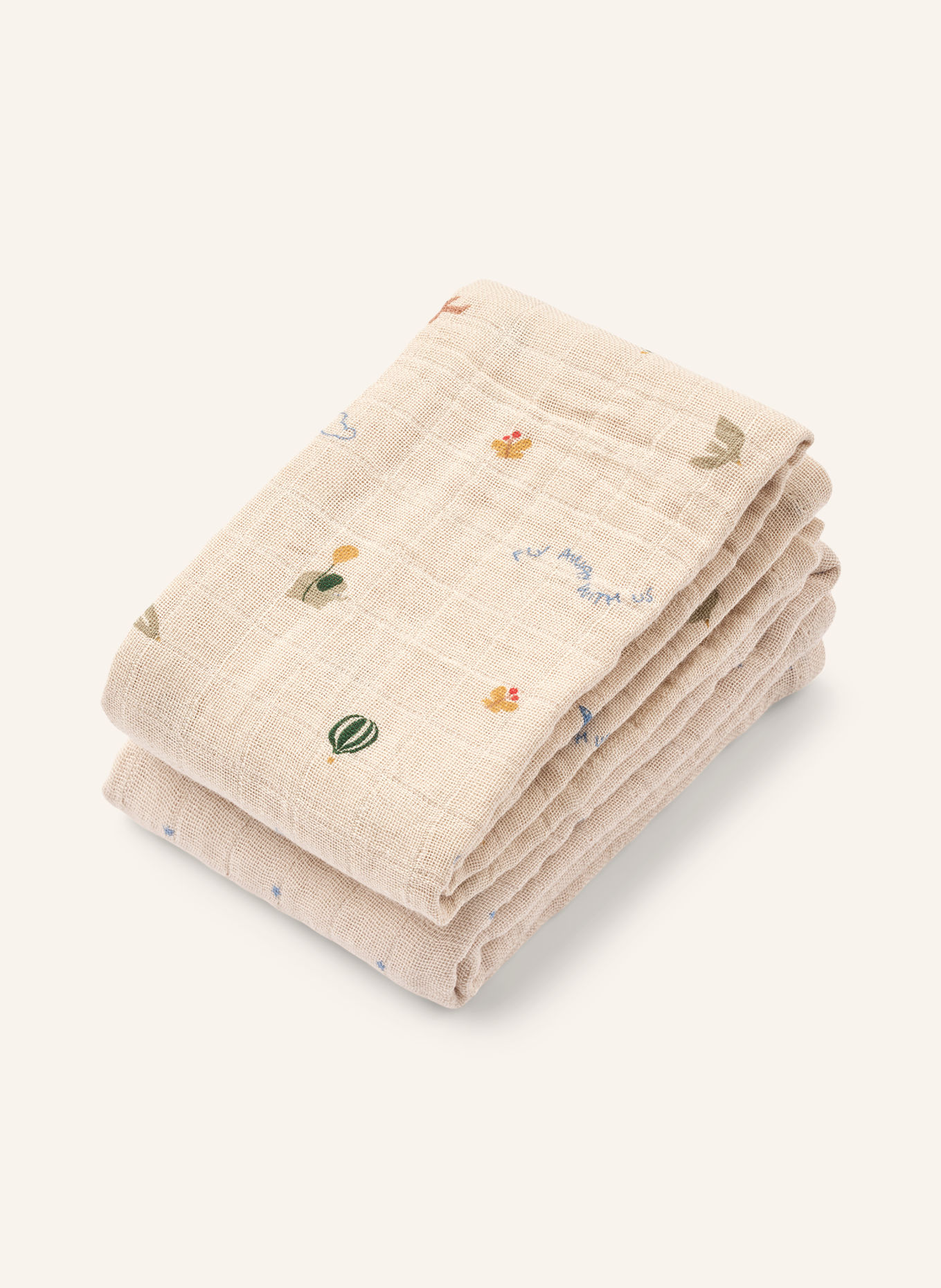 LIEWOOD 2-pack doeken LEWIS: CRÈME / ROOD / BLAUW
