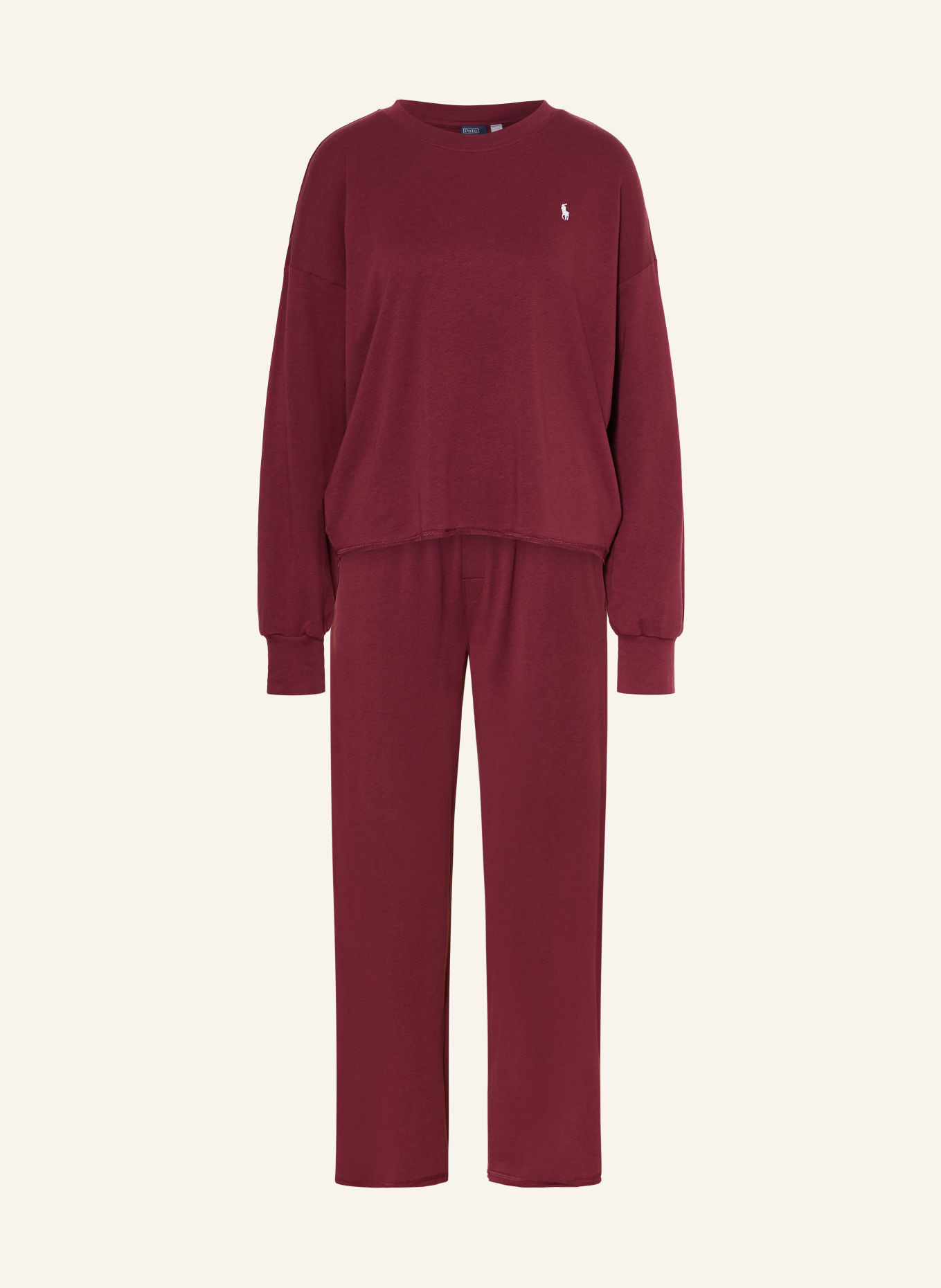 POLO RALPH LAUREN Lounge set: DARK RED / WHITE / BLACK
