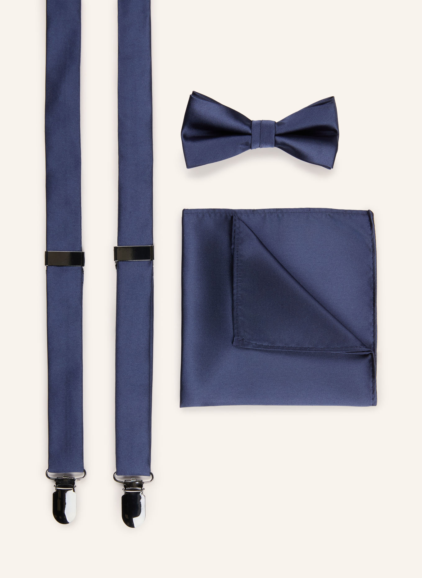 MONTI Set SALVO: bretels, Vlinderdas en Pochet: DONKERBLAUW