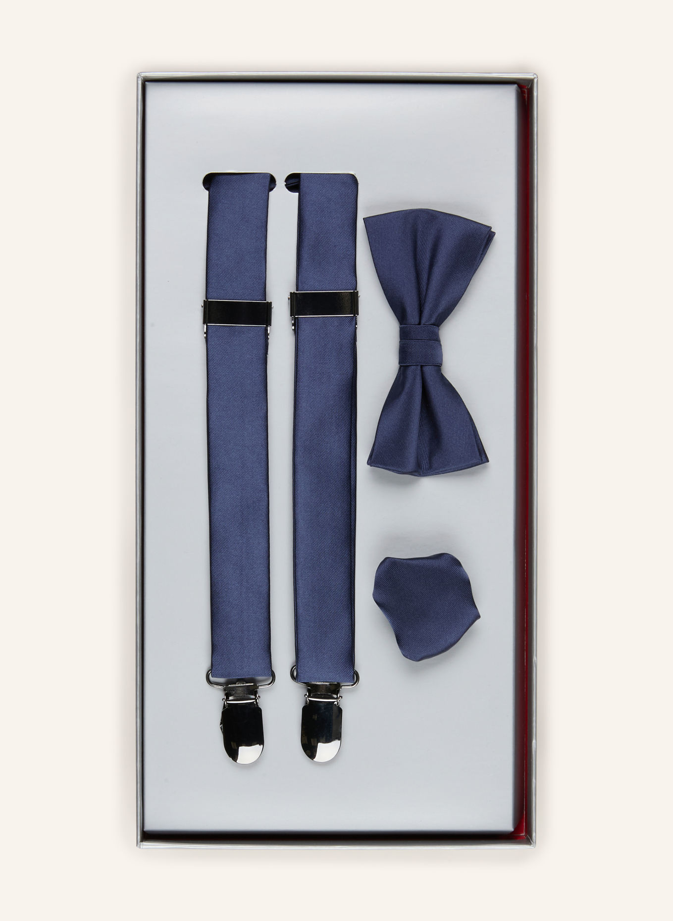 MONTI Set SALVO: bretels, Vlinderdas en Pochet: DONKERBLAUW