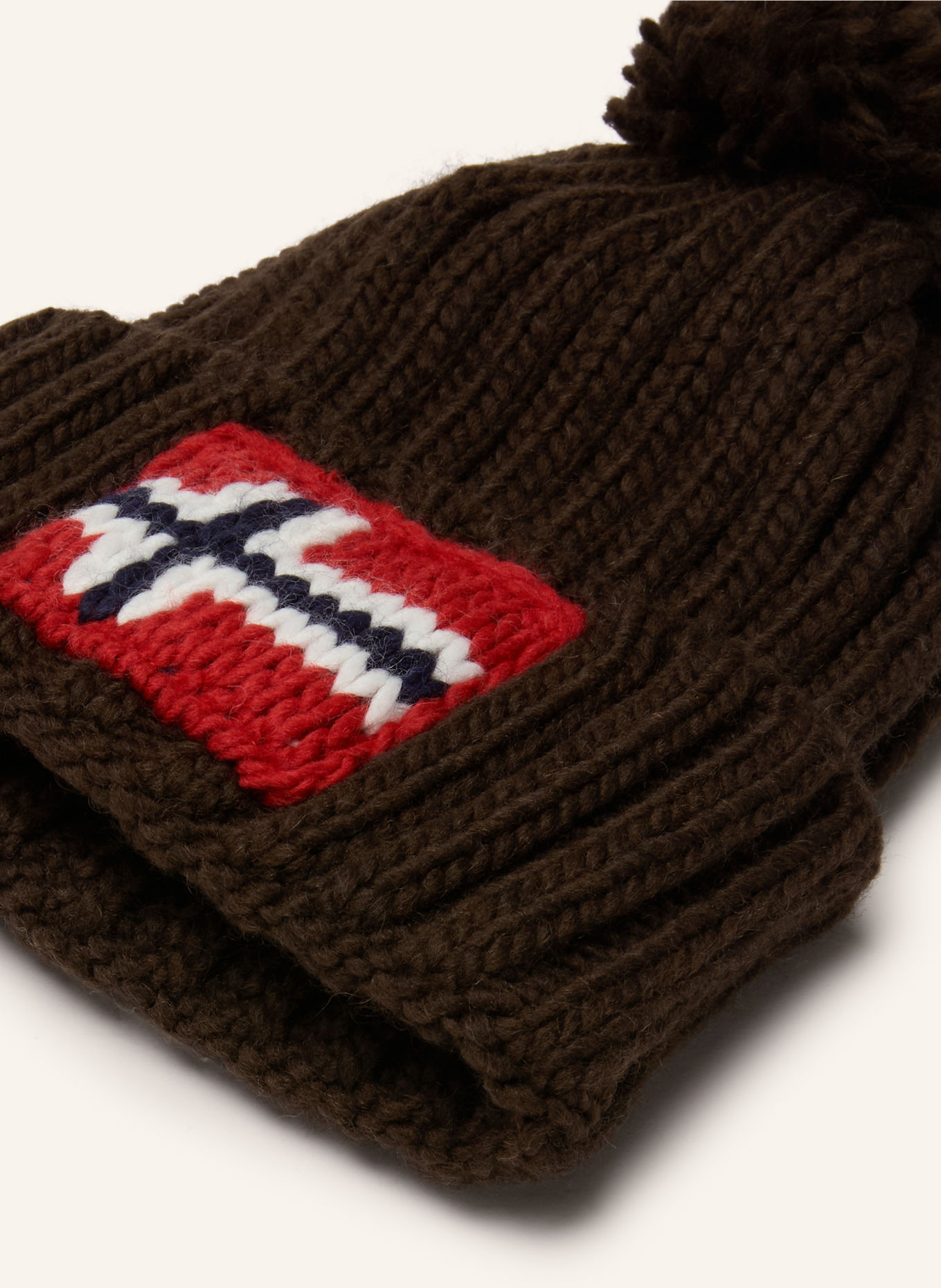 NAPAPIJRI Beanie SEMIURY 5: DARK BROWN / RED / DARK BLUE