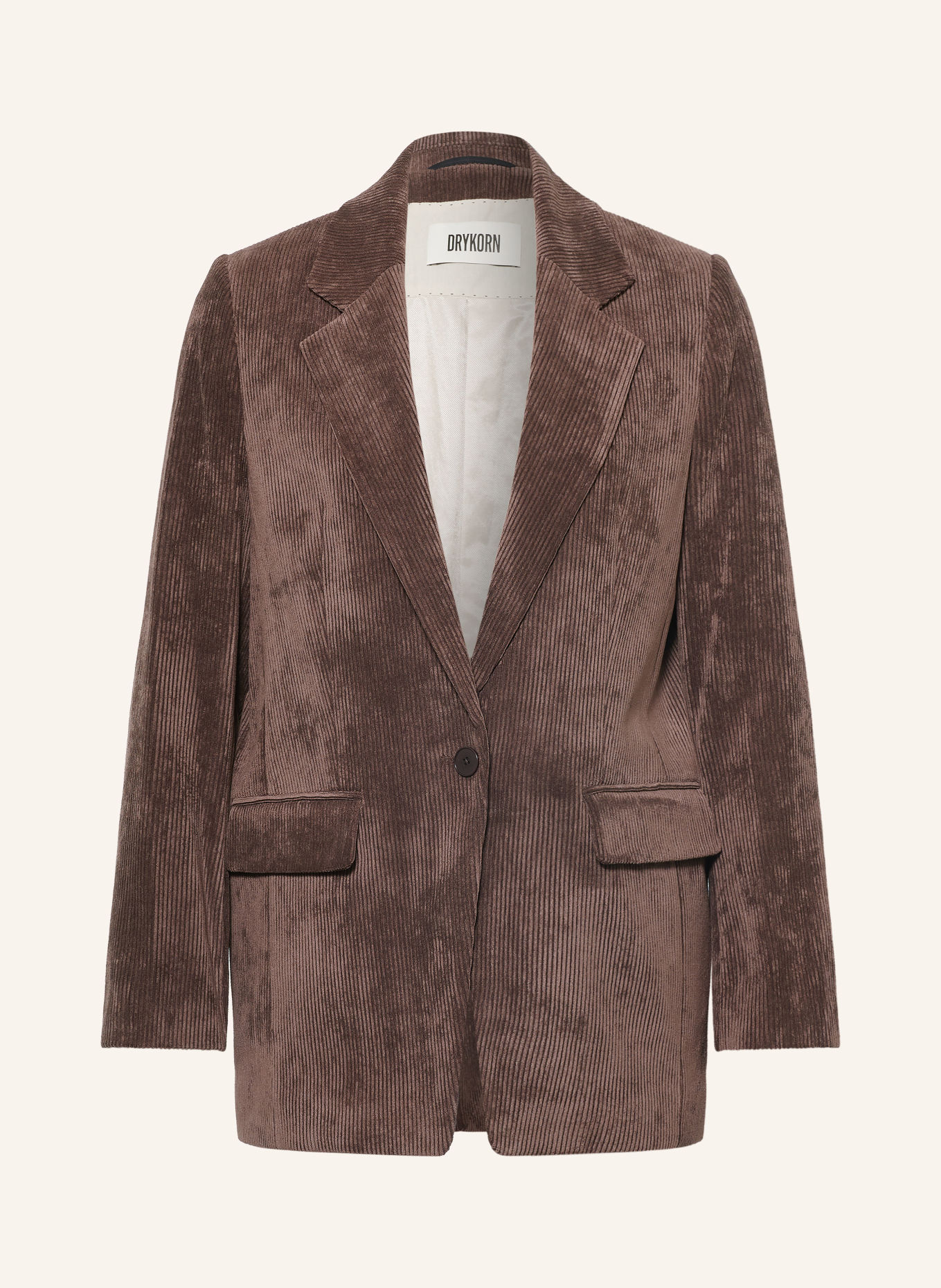 DRYKORN Long blazer GLENDALE in corduroy: DARK BROWN