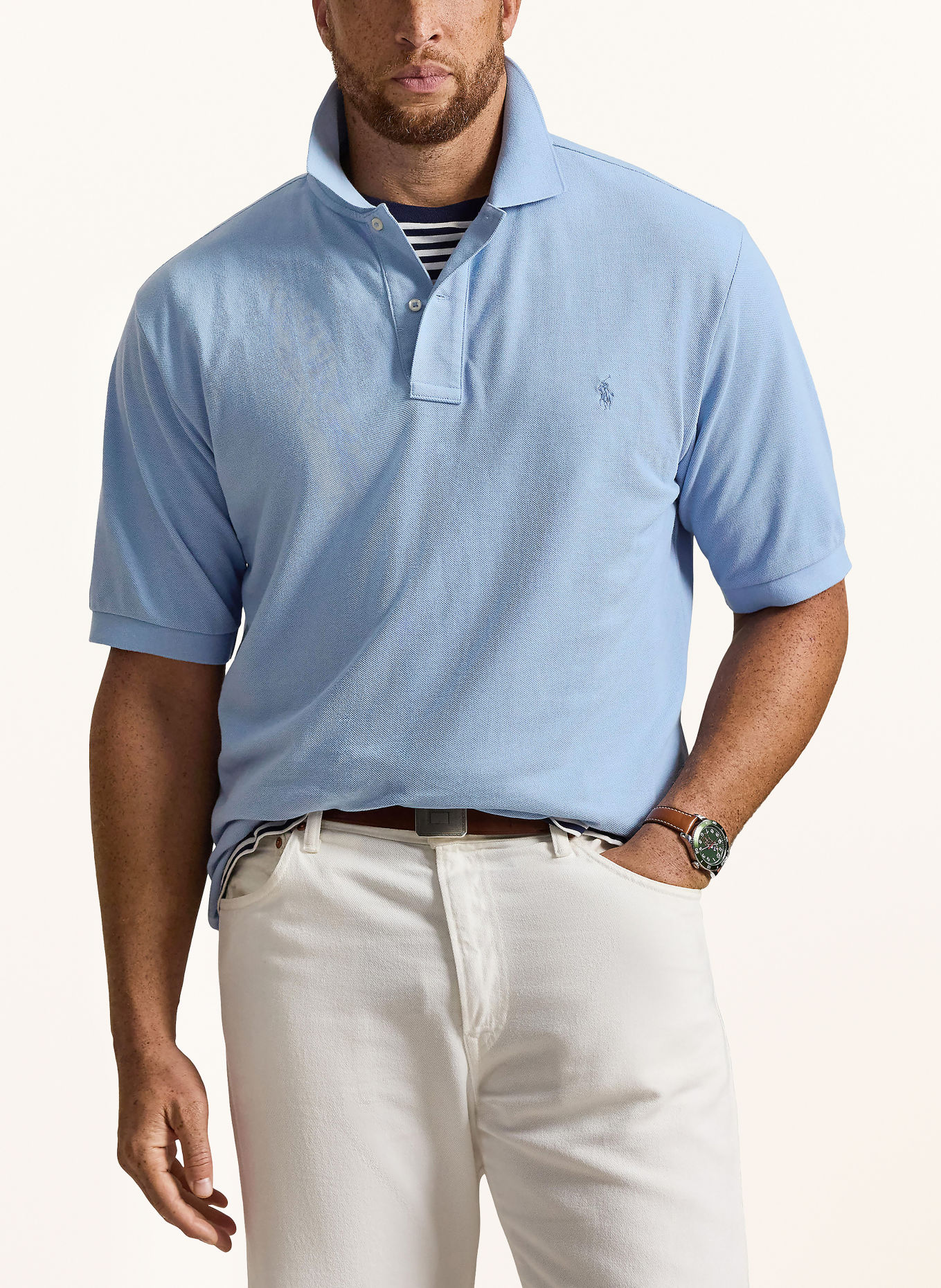 POLO RALPH LAUREN Big & Tall Piqué polo shirt: LIGHT BLUE