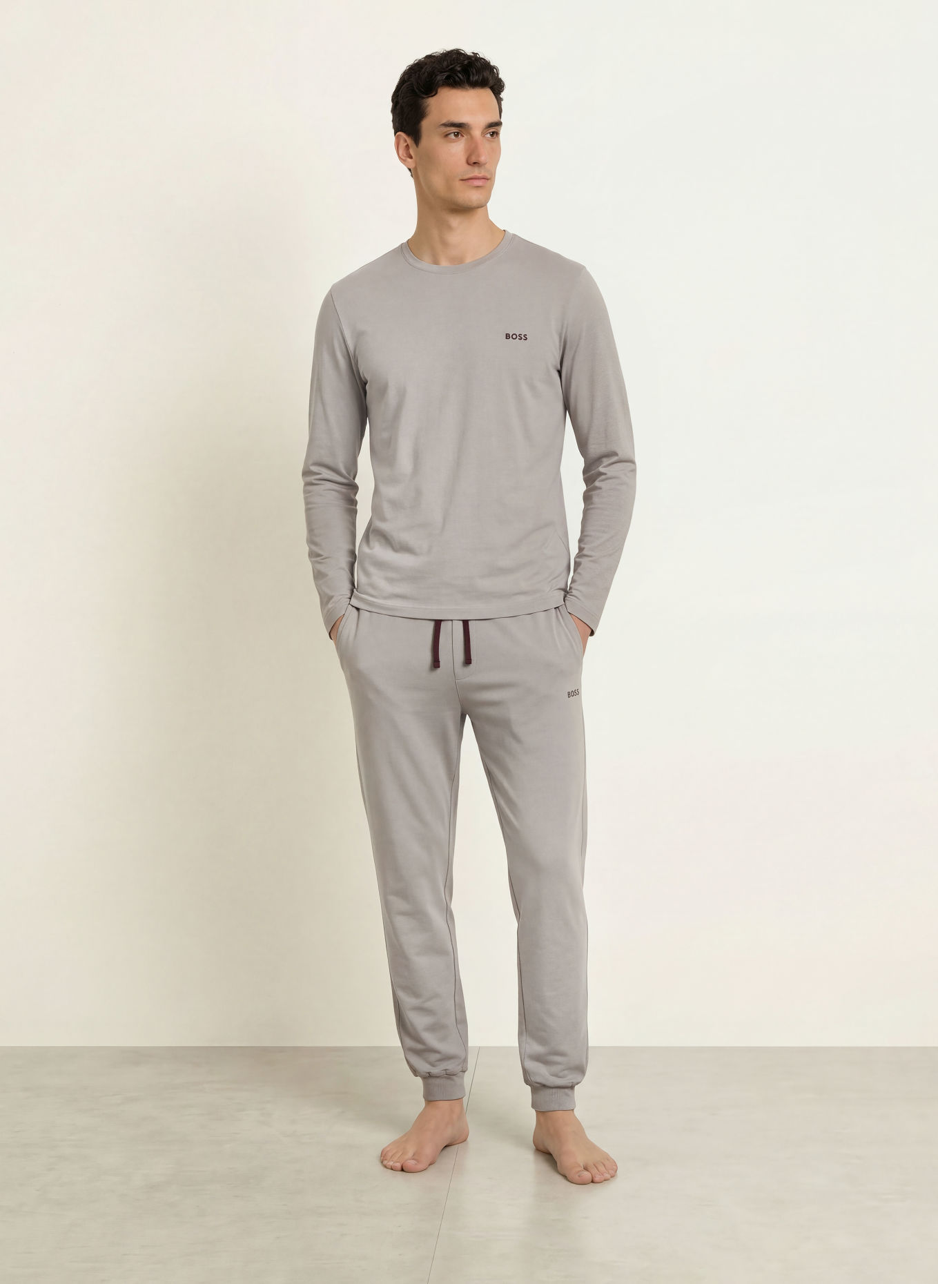 BOSS Cămașă de noapte MIX&MATCH: GRI / MARO ÎNCHIS