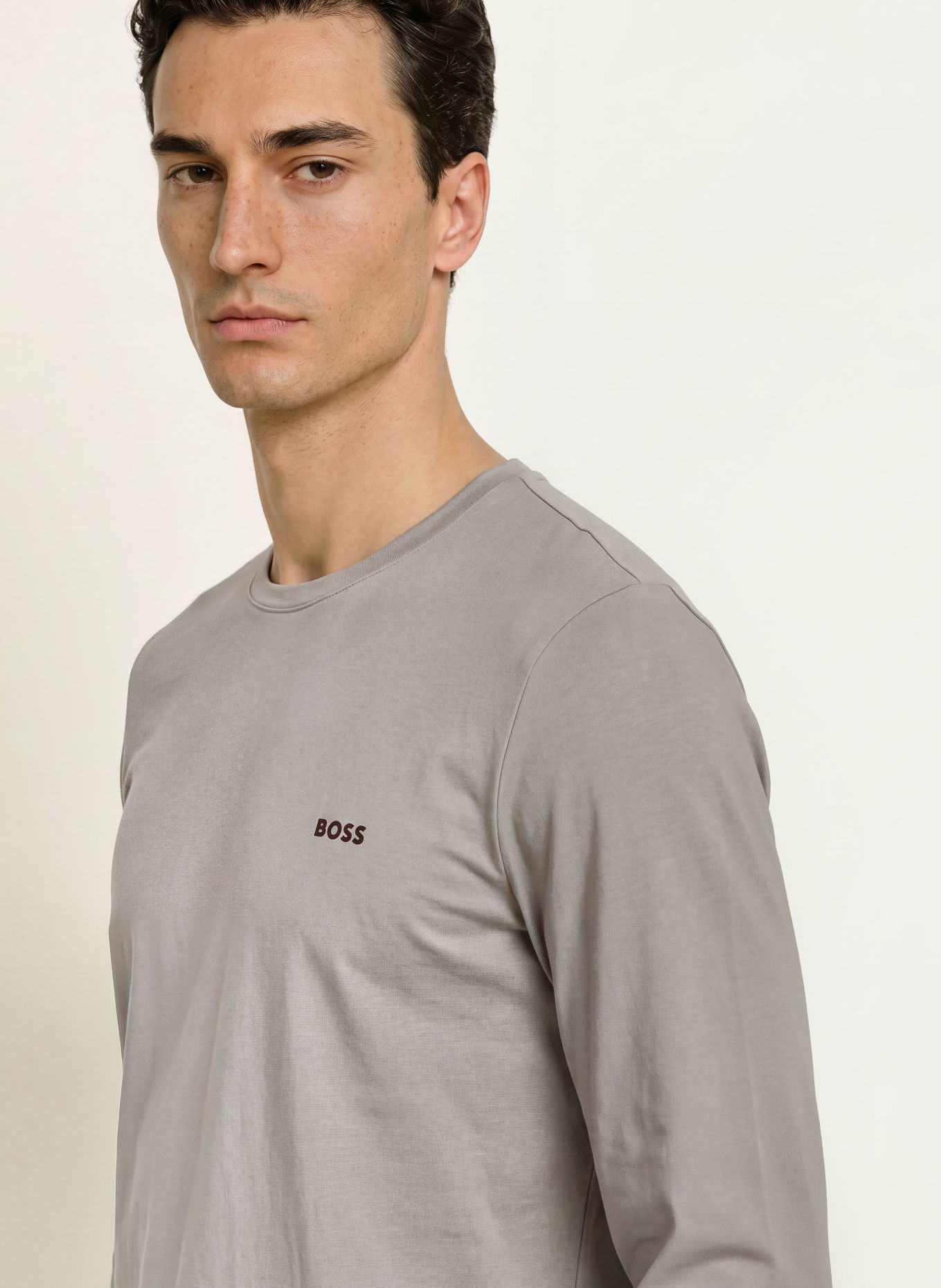 BOSS Cămașă de noapte MIX&MATCH: GRI / MARO ÎNCHIS