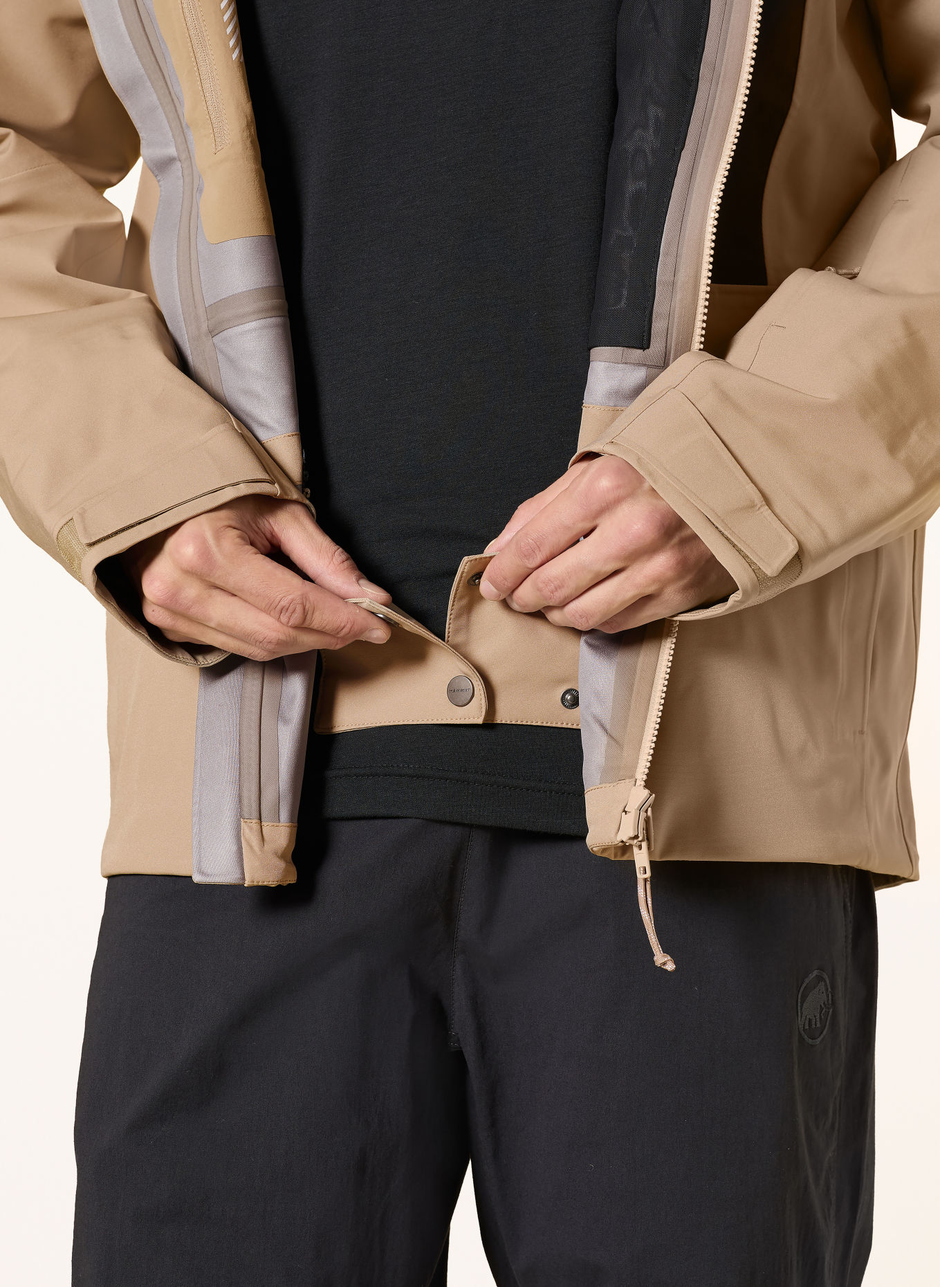 MAMMUT Hardshell-Skijacke STONEY: BEIGE / DUNKELGRAU