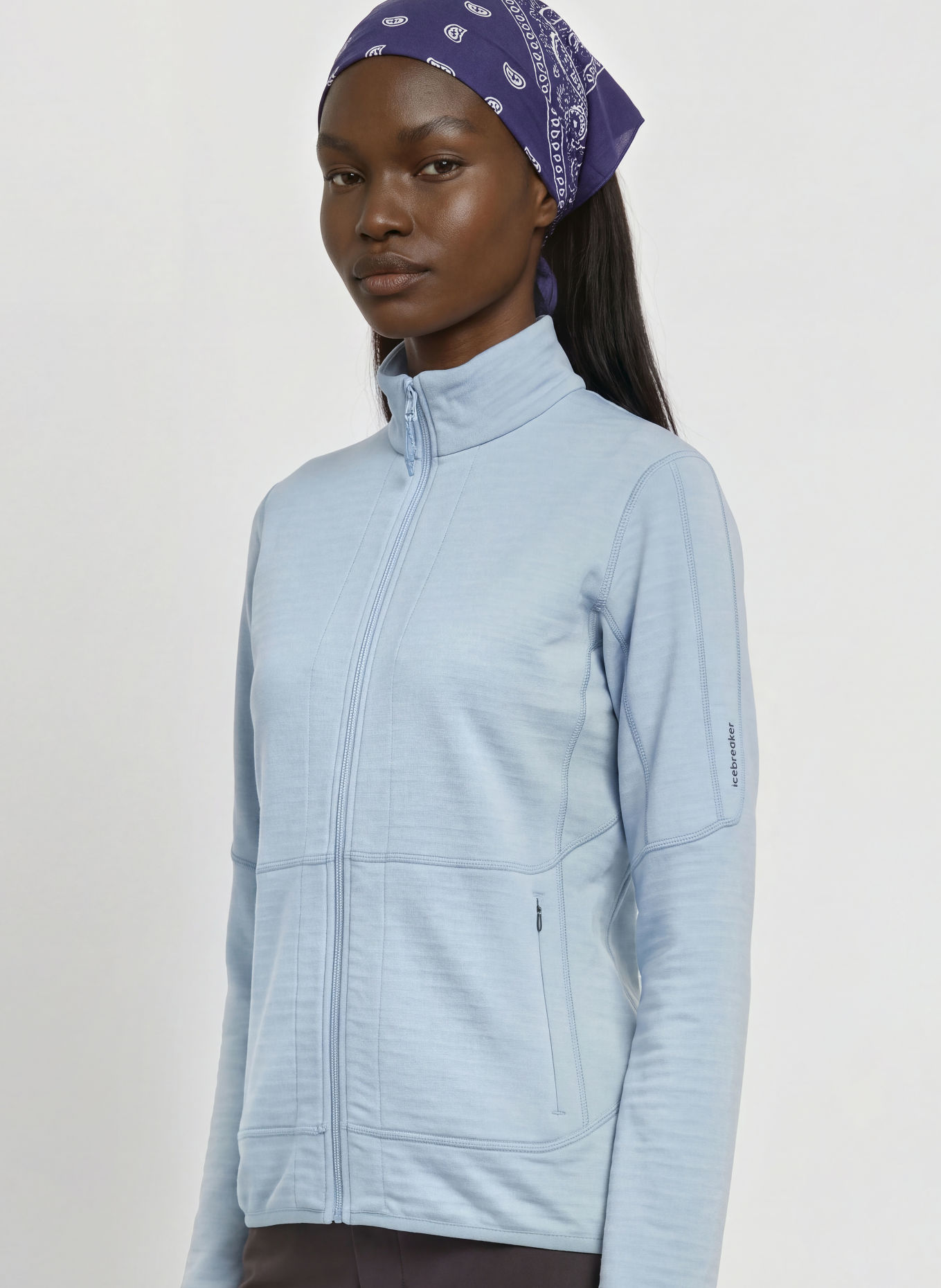 icebreaker Midlayer-jas MERINO 400 REALFLEECE DESCENDER: LICHTBLAUW