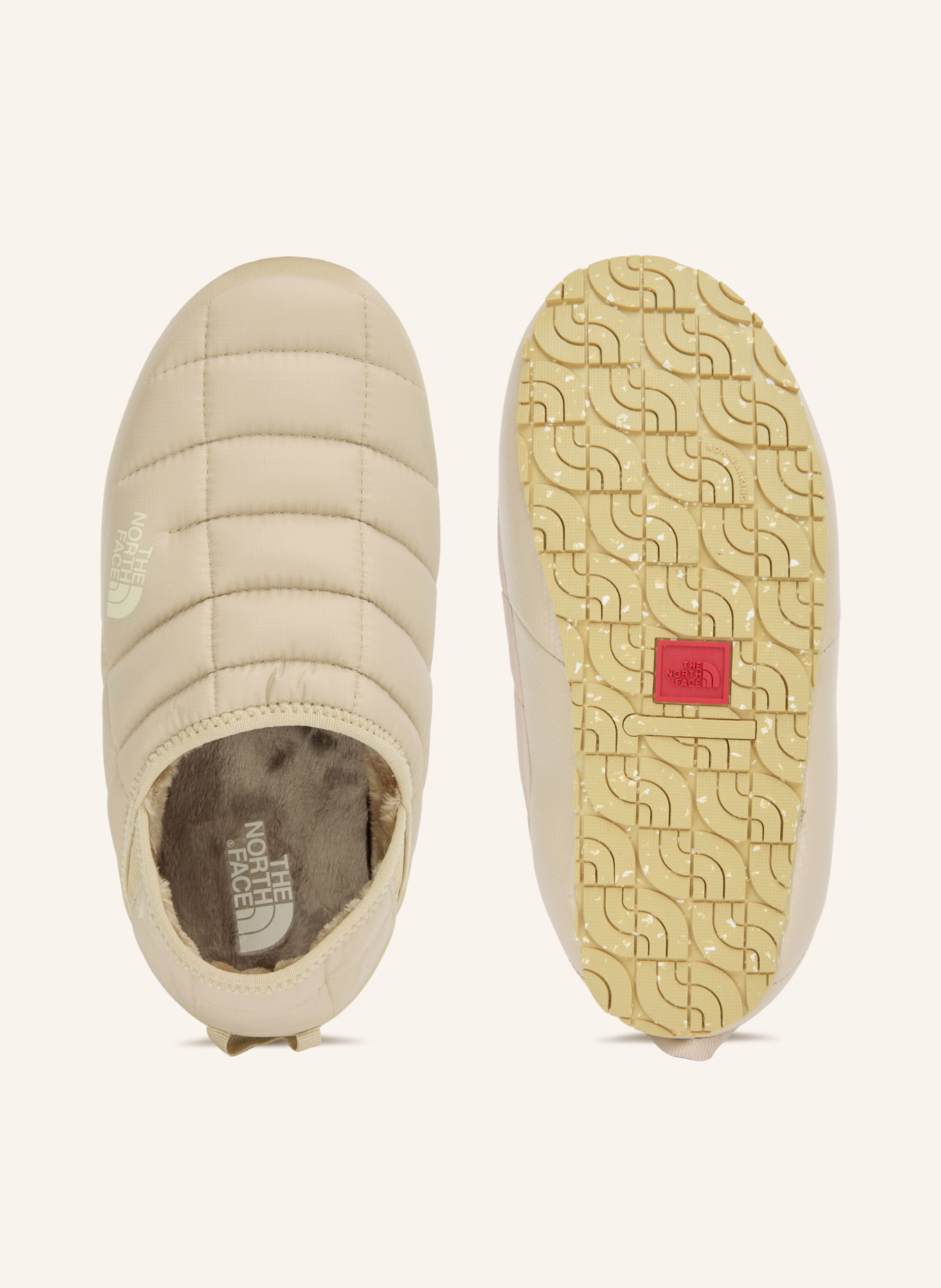THE NORTH FACE THERMOBALL™ TRACTION slippers with faux fur: TAUPE