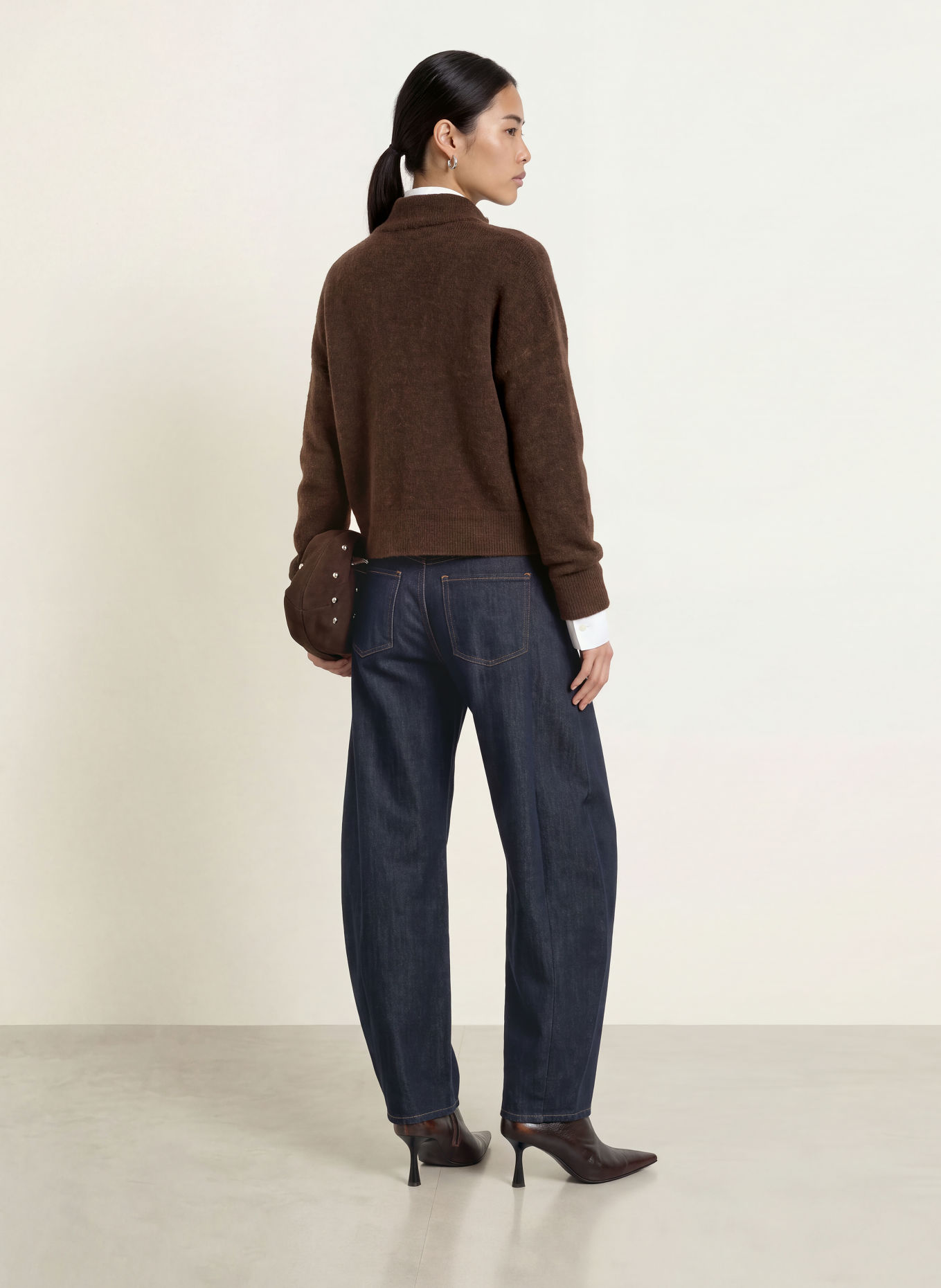 SELECTED Cardigan with alpaca: DARK BROWN