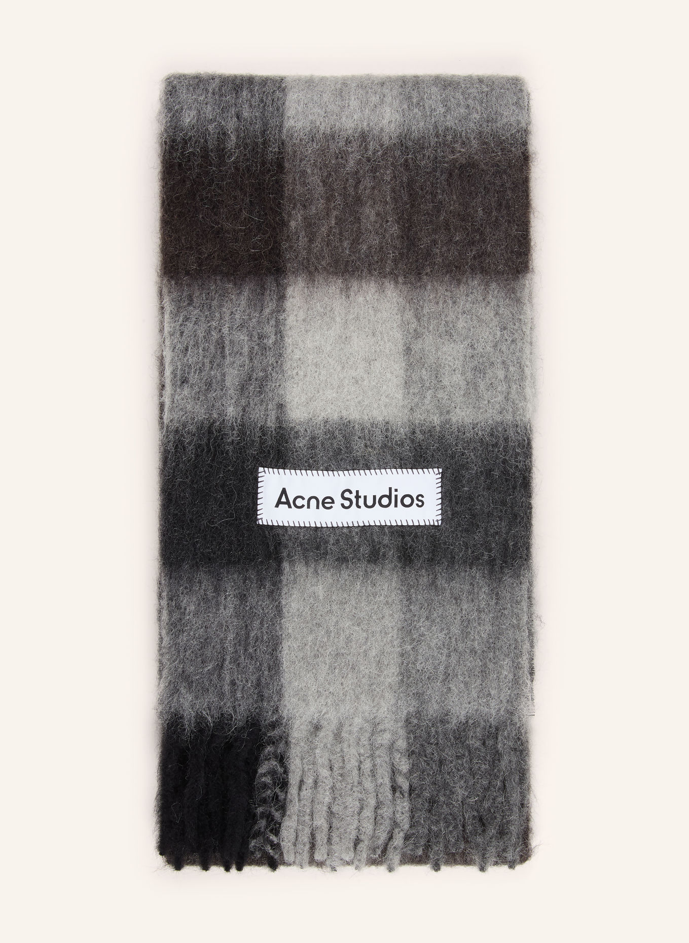Acne Studios Schal mit Alpaka: GRAU / HELLGRAU / SCHWARZ
