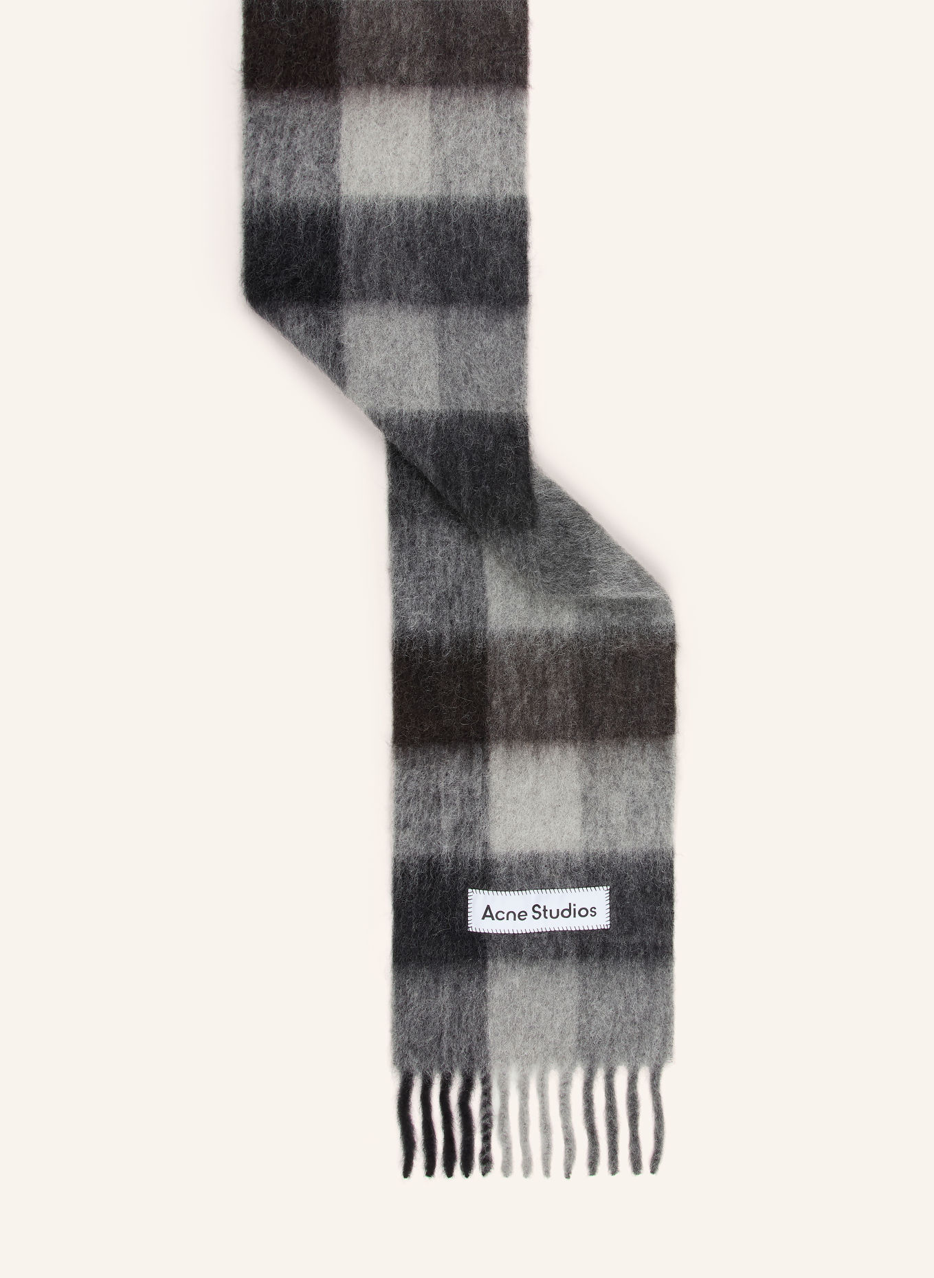 Acne Studios Schal mit Alpaka: GRAU / HELLGRAU / SCHWARZ