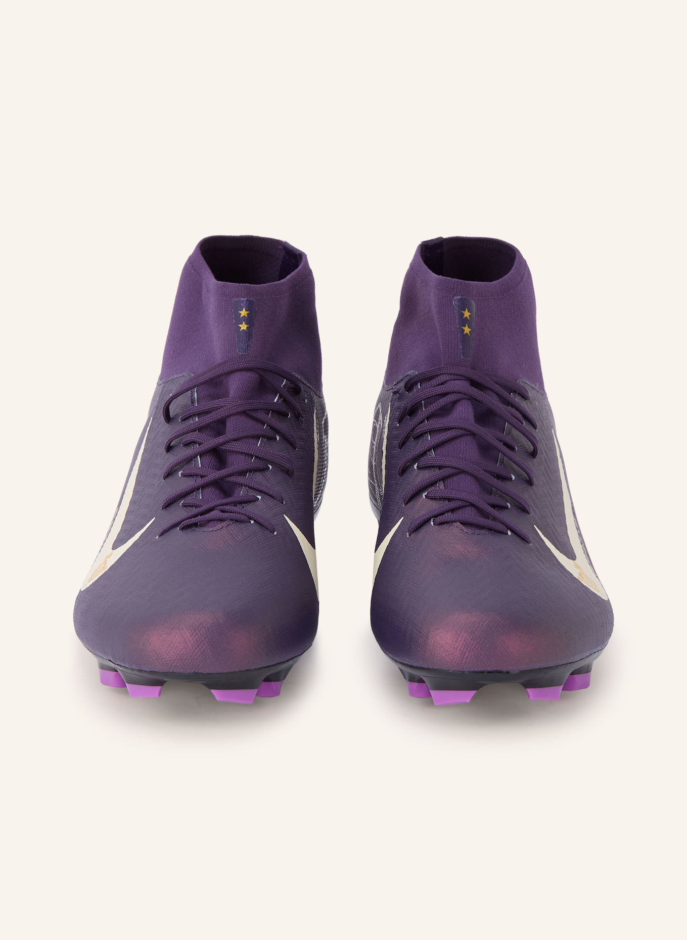 Nike Fußballschuhe ZM SUPERFLY 10 ACADEMY KYLIAN MBAPPÉ: DUNKELLILA / GOLD / WEISS