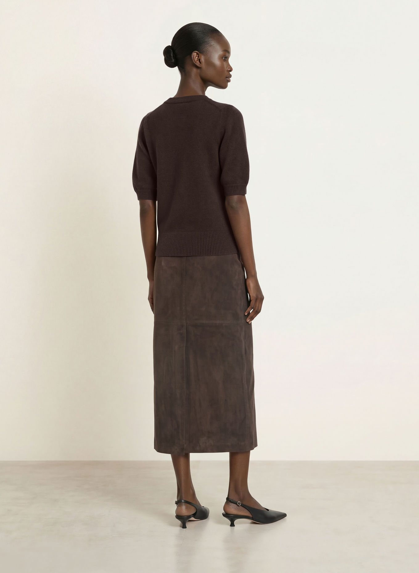 LADNERI Gebreid shirt POUPETTE van kasjmier: MARRON FONCÉ