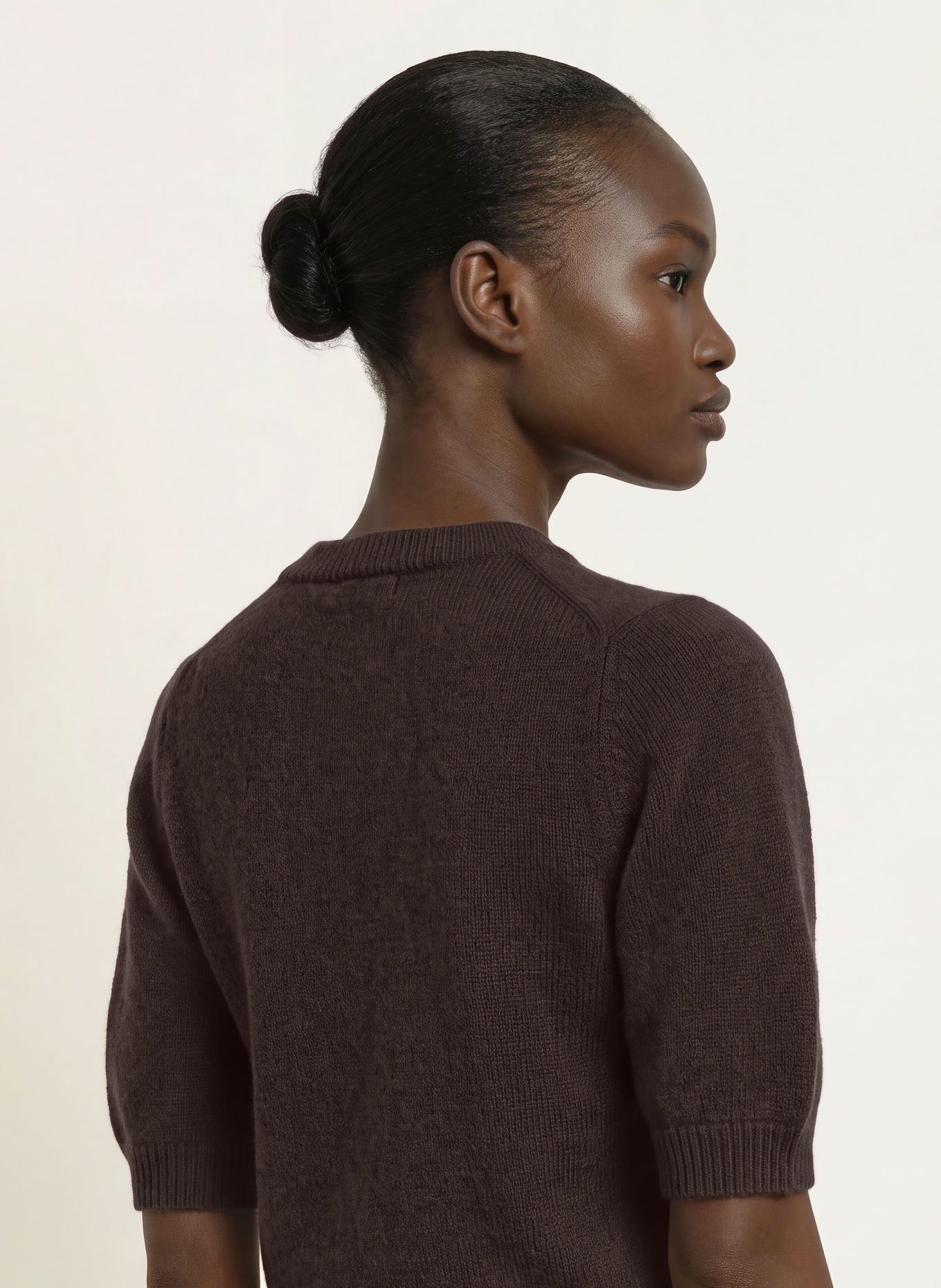 LADNERI Gebreid shirt POUPETTE van kasjmier: MARRON FONCÉ
