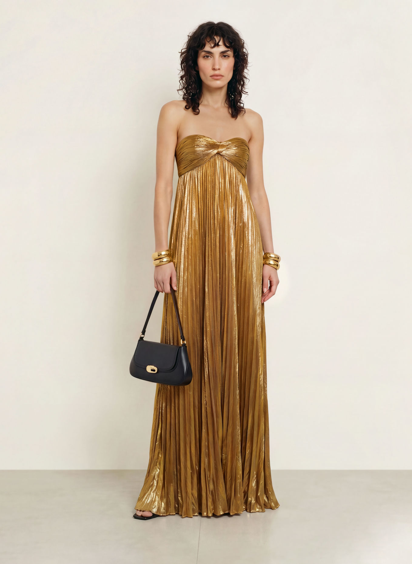 RETROFÊTE Pleated dress ZOA: GOLD