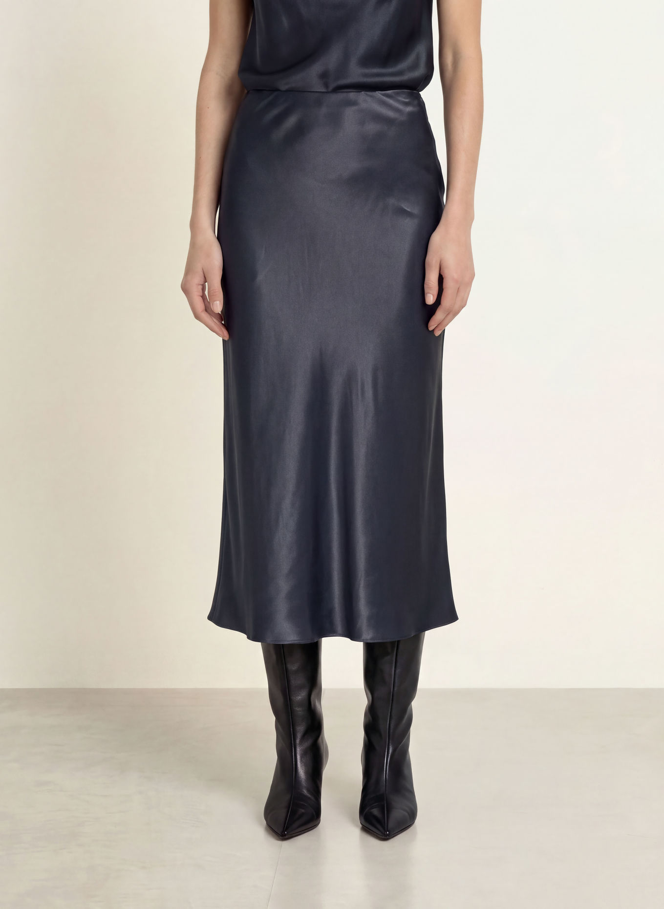 BOSS VESATIE satin skirt: DARK BLUE