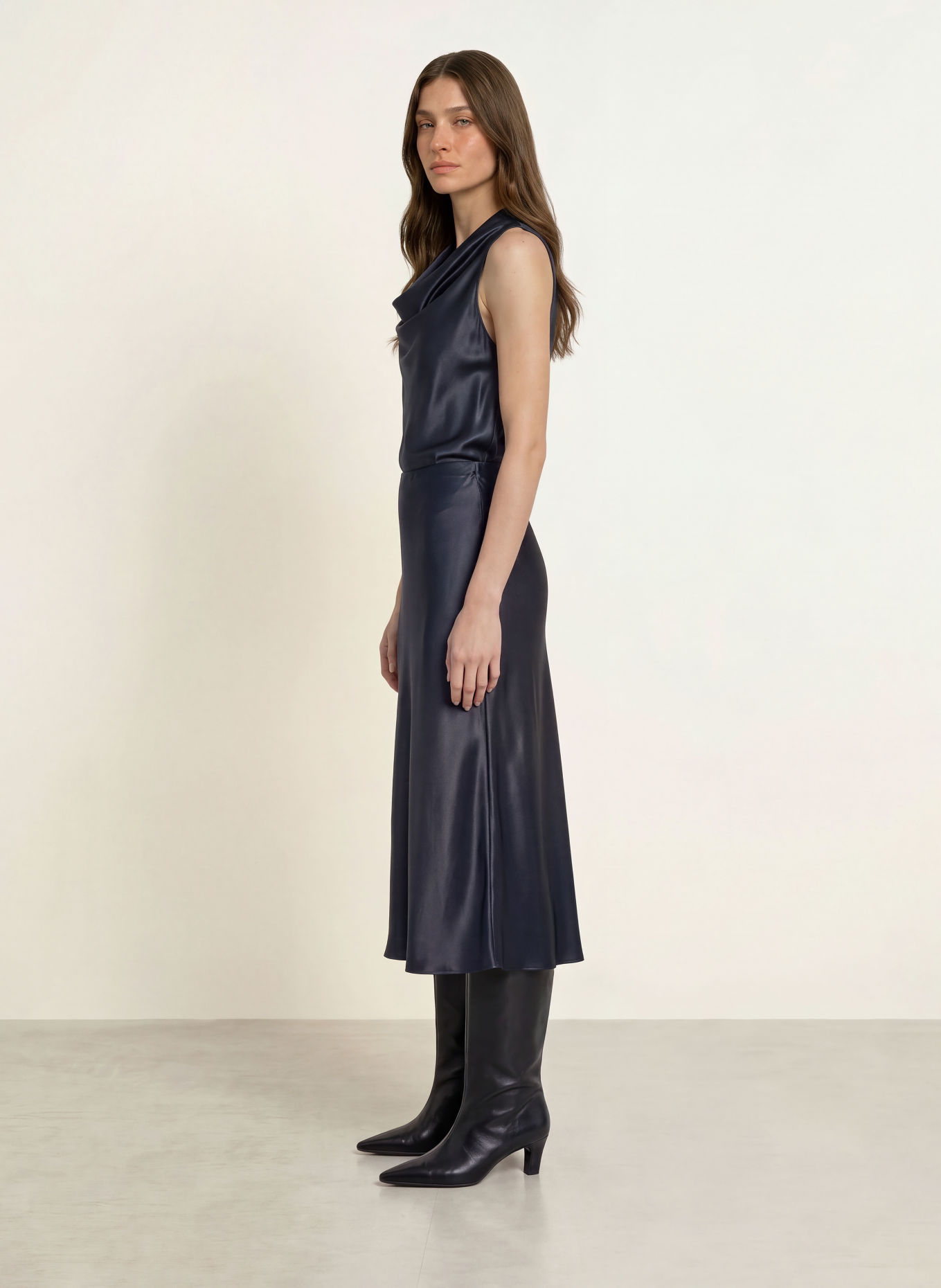 BOSS VESATIE satin skirt: DARK BLUE